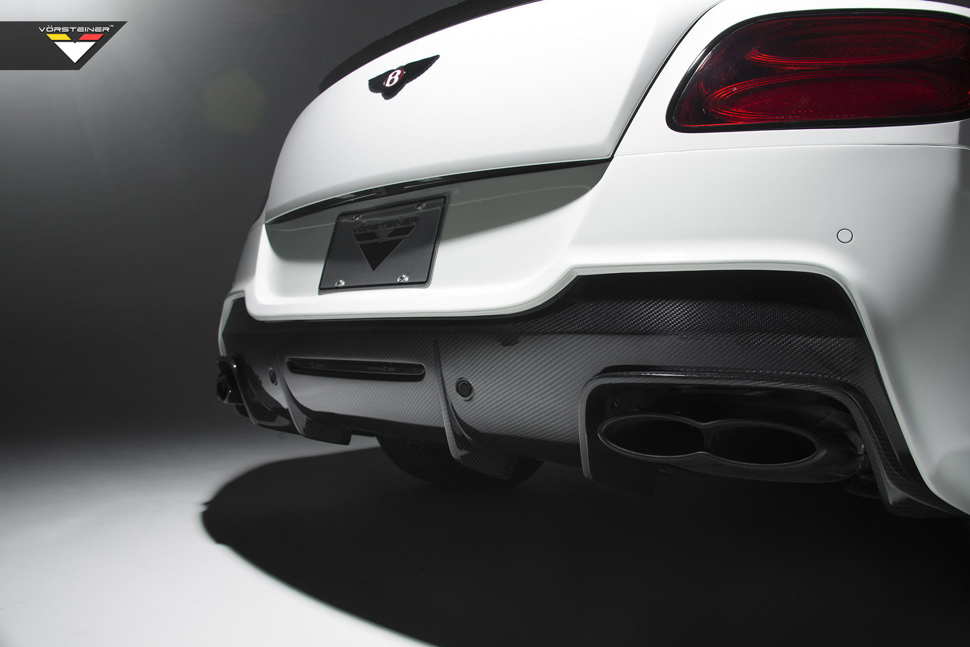 Custom Rear Bumper on White Bentley Continental - Photo by Vorstiner