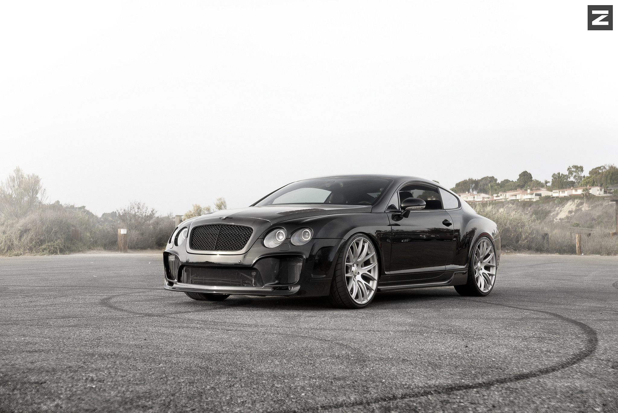 Custom Mesh Grille on Black Bentley Continental - Photo by Zito Wheels