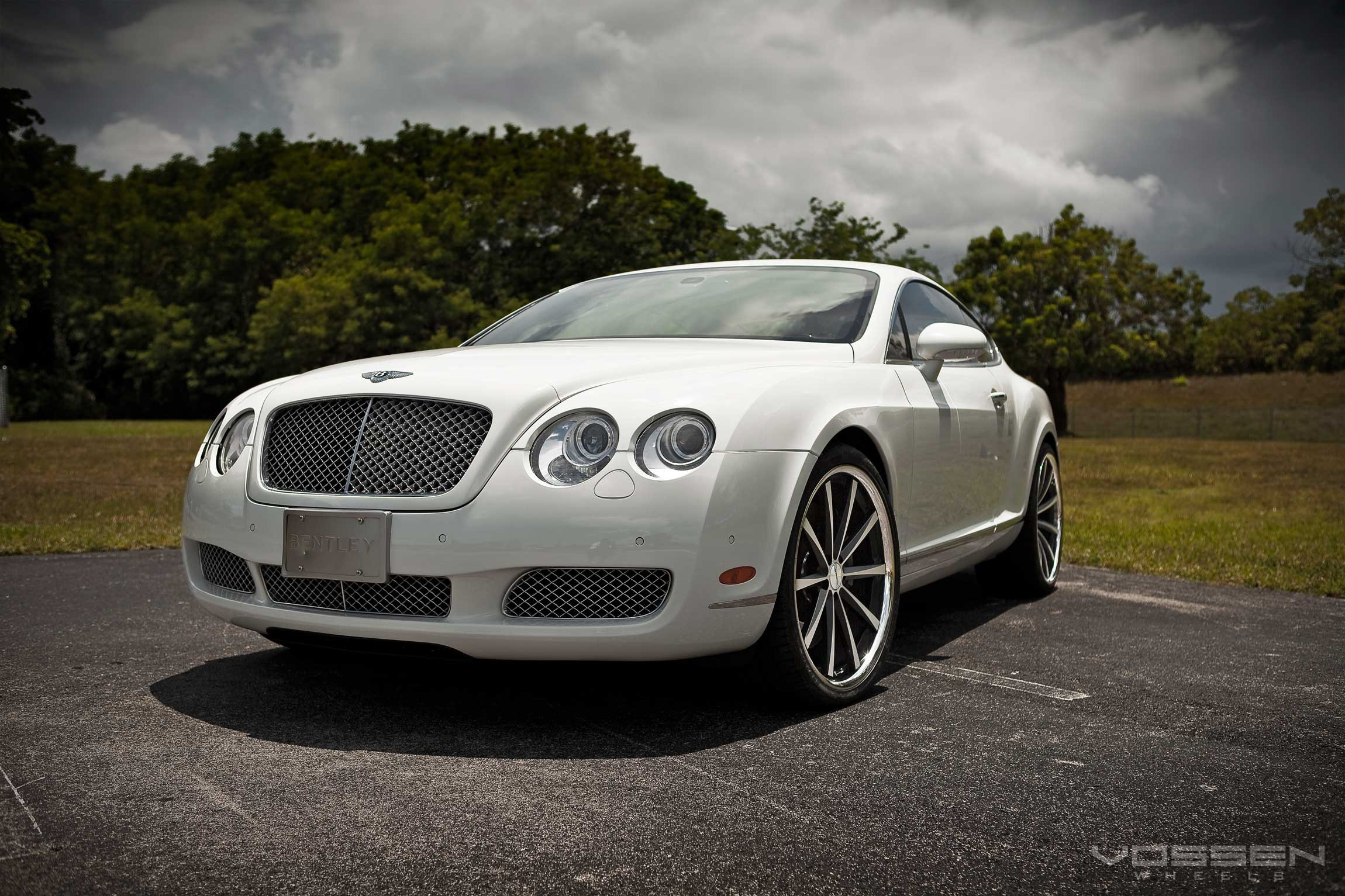 White Bentley Continental with Custom Chrome Grille - Photo by Vossen