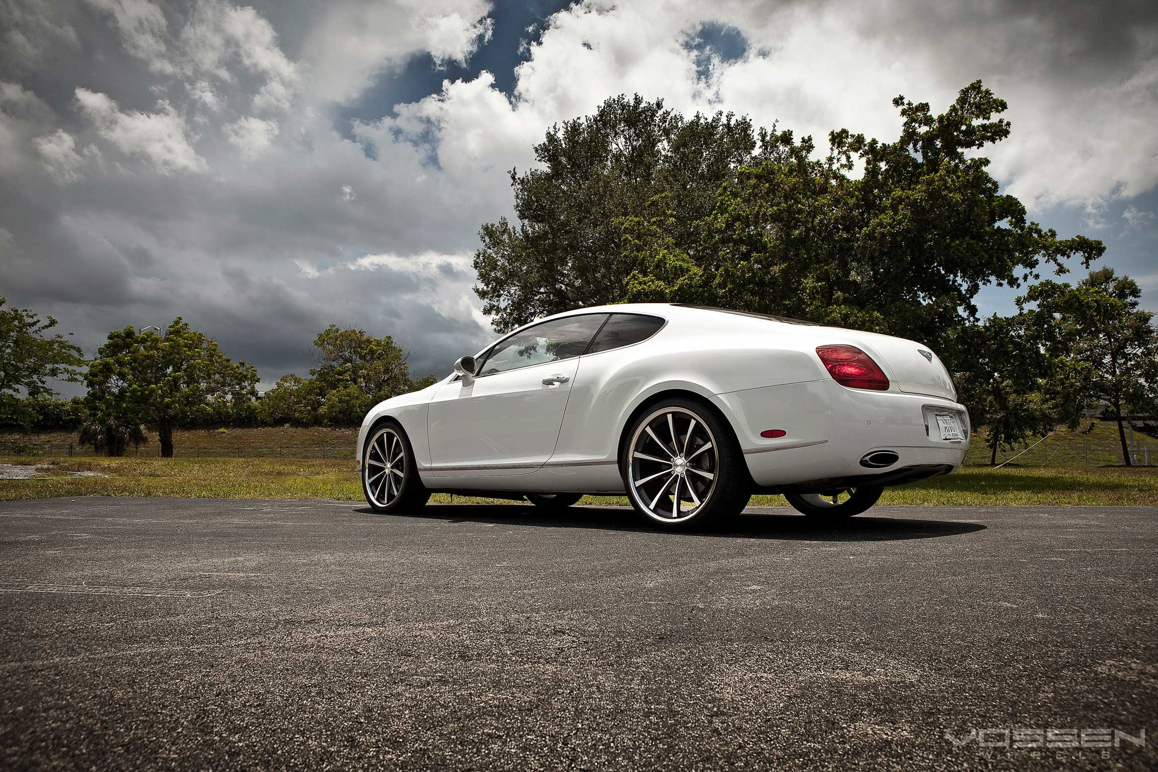 Red LED Taillights on White Bentley Continental - Photo by Vossen