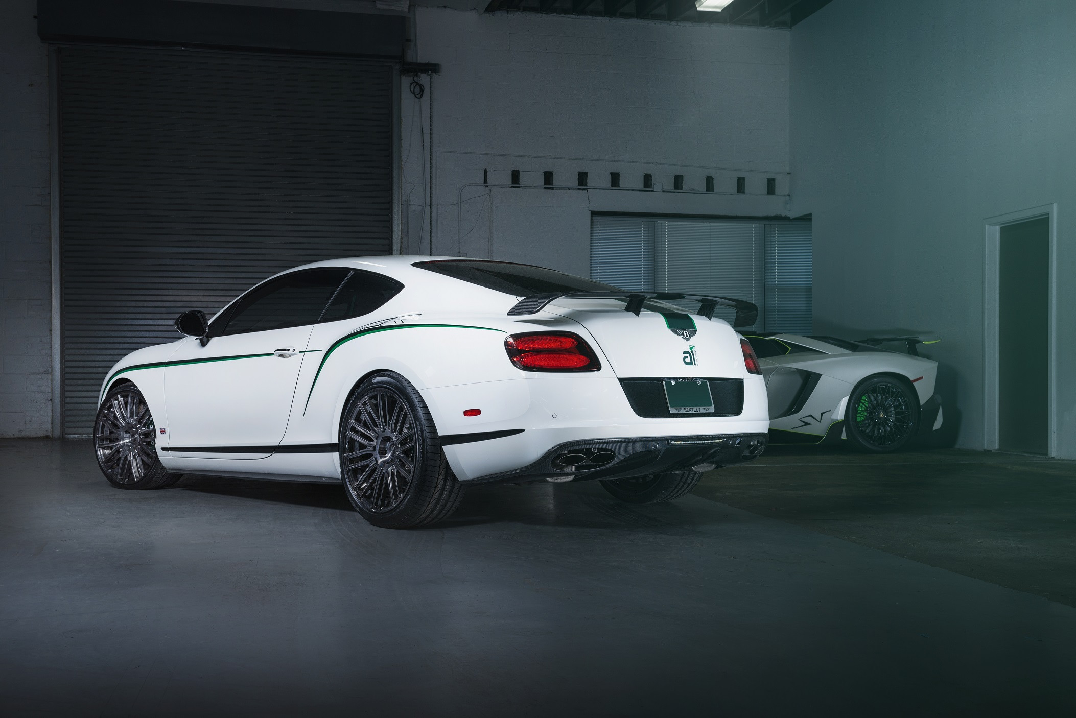 Large Wing Spoiler on White Bentley Continental - Photo by Niche