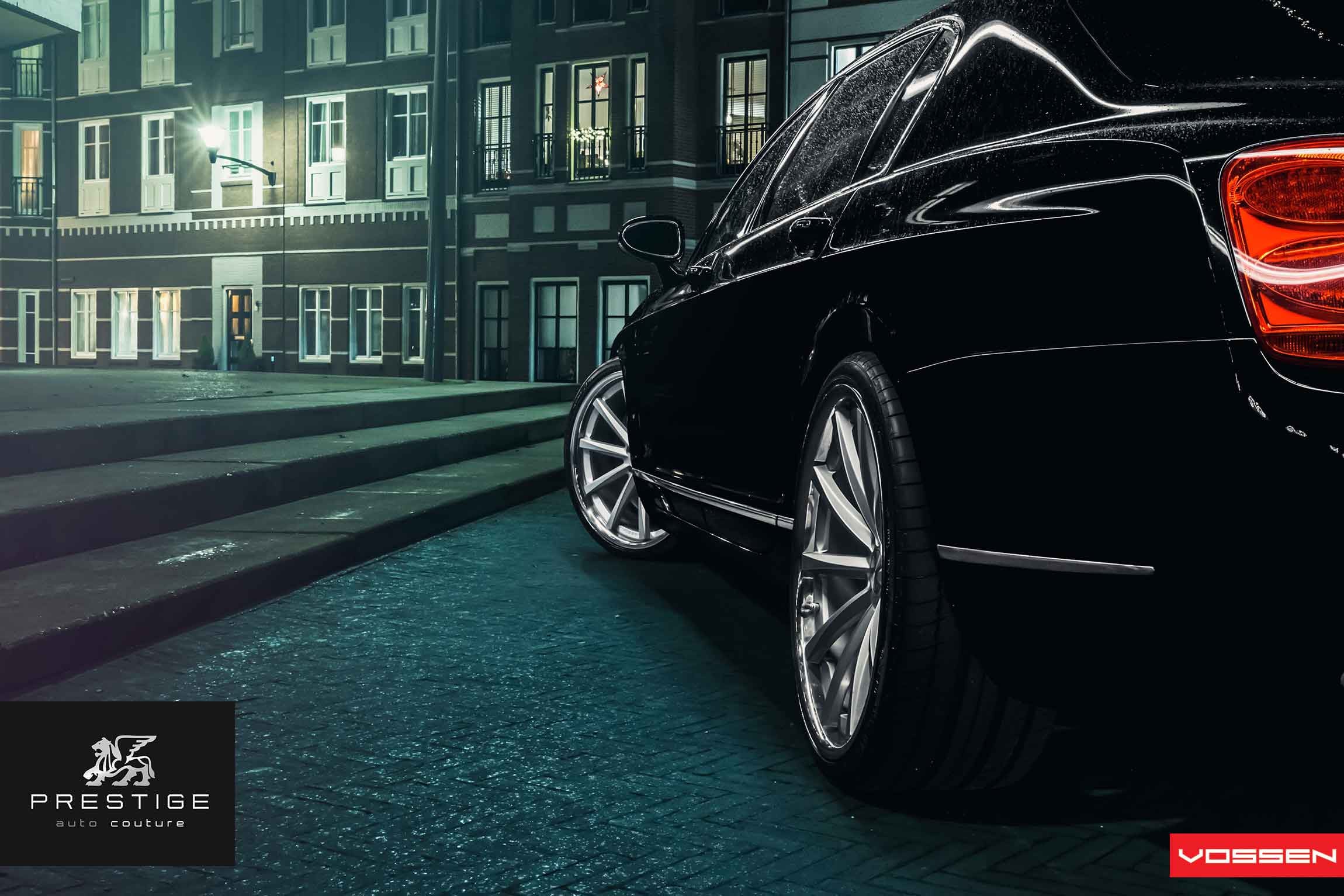 Chrome Vossen Wheels on Black Bentley Flying Spur - Photo by Vossen