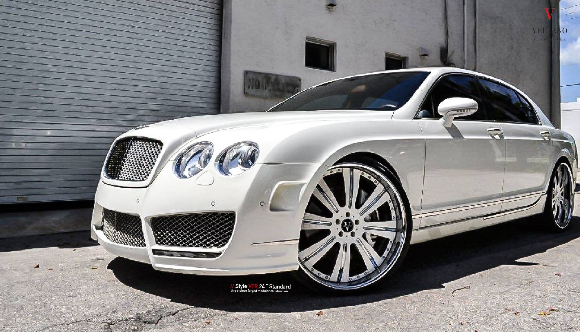 White Bently Flying Spur with Crystal Clear Headlights - Photo by Vellano