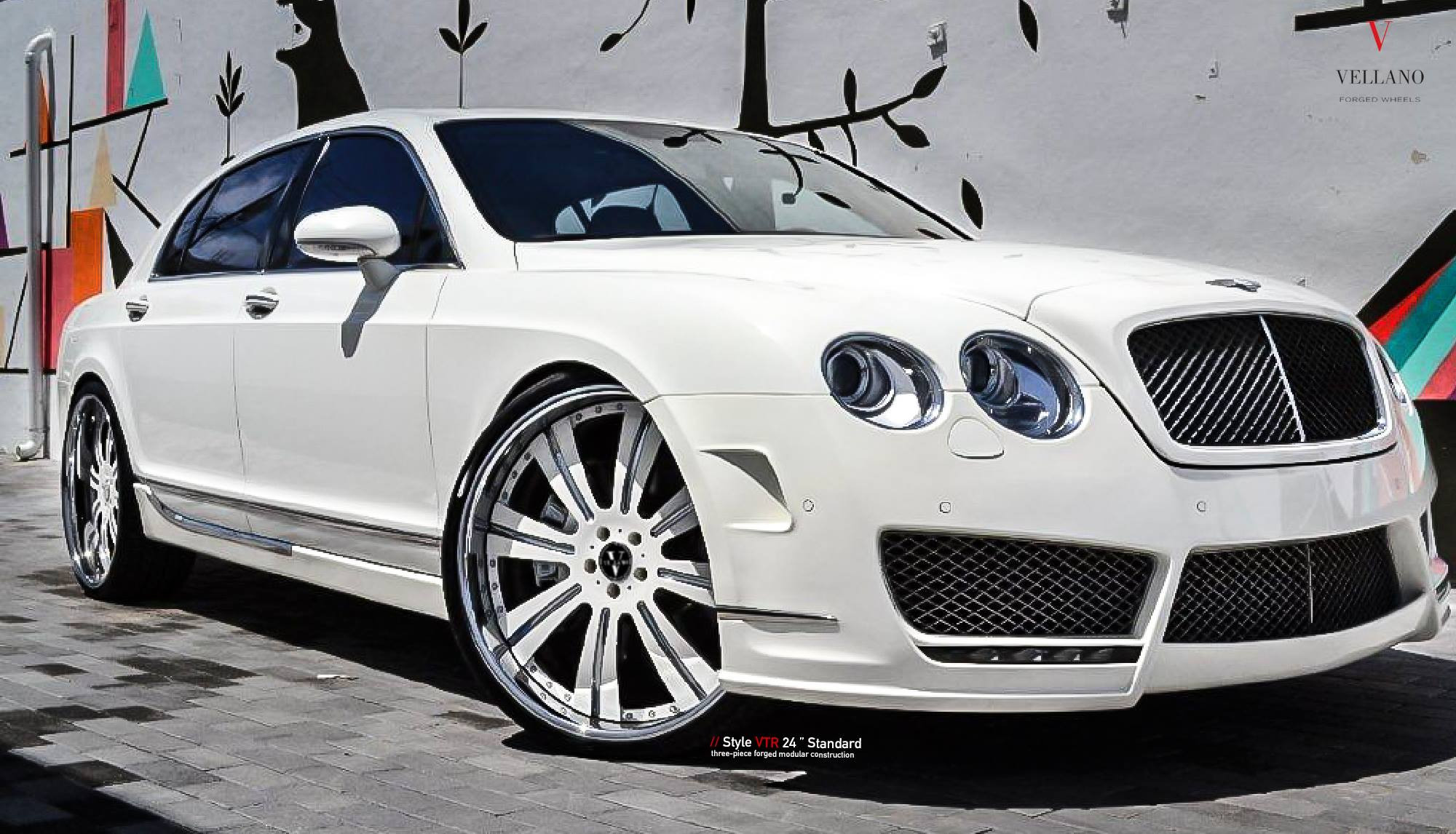 White Vellano Wheels on Custom Bently Flying Spur - Photo by Vellano