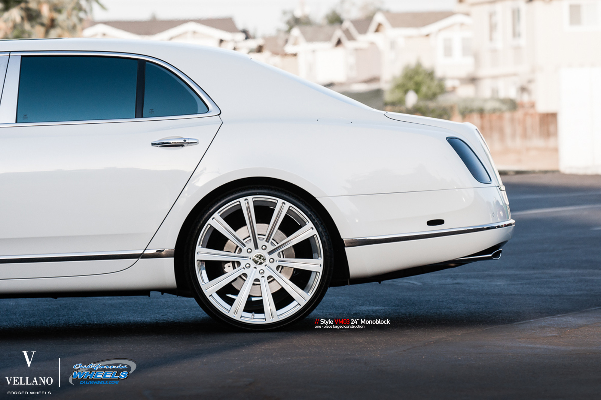 White Bently Mulsanne with Custom Chrome Trim - Photo by Vellano