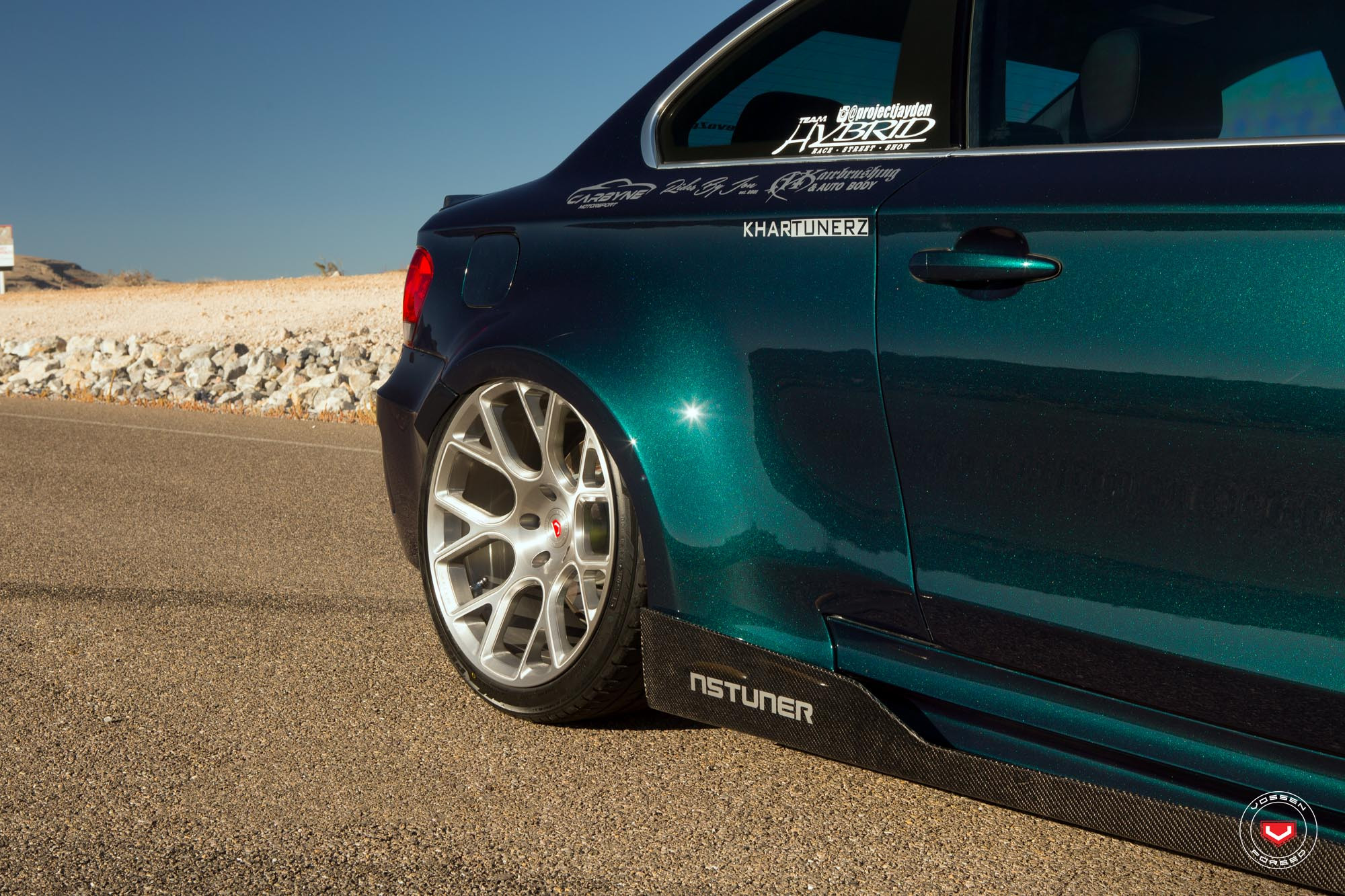 BMW 1-Series with Custom Carbon Fiber Side Skirts - Photo by Vossen