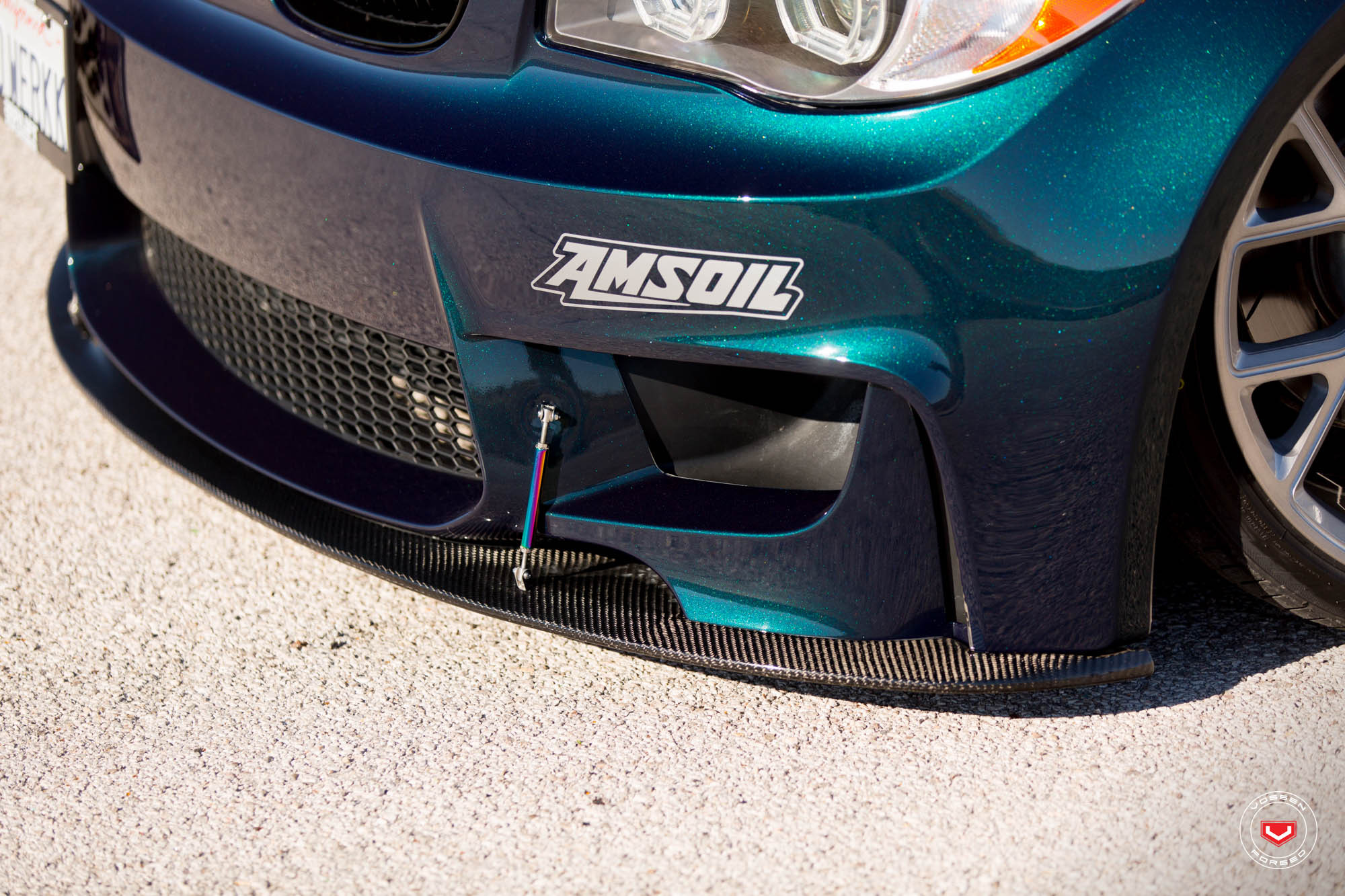Carbon Fiber Front Lip on Custom BMW 1-Series - Photo by Vossen
