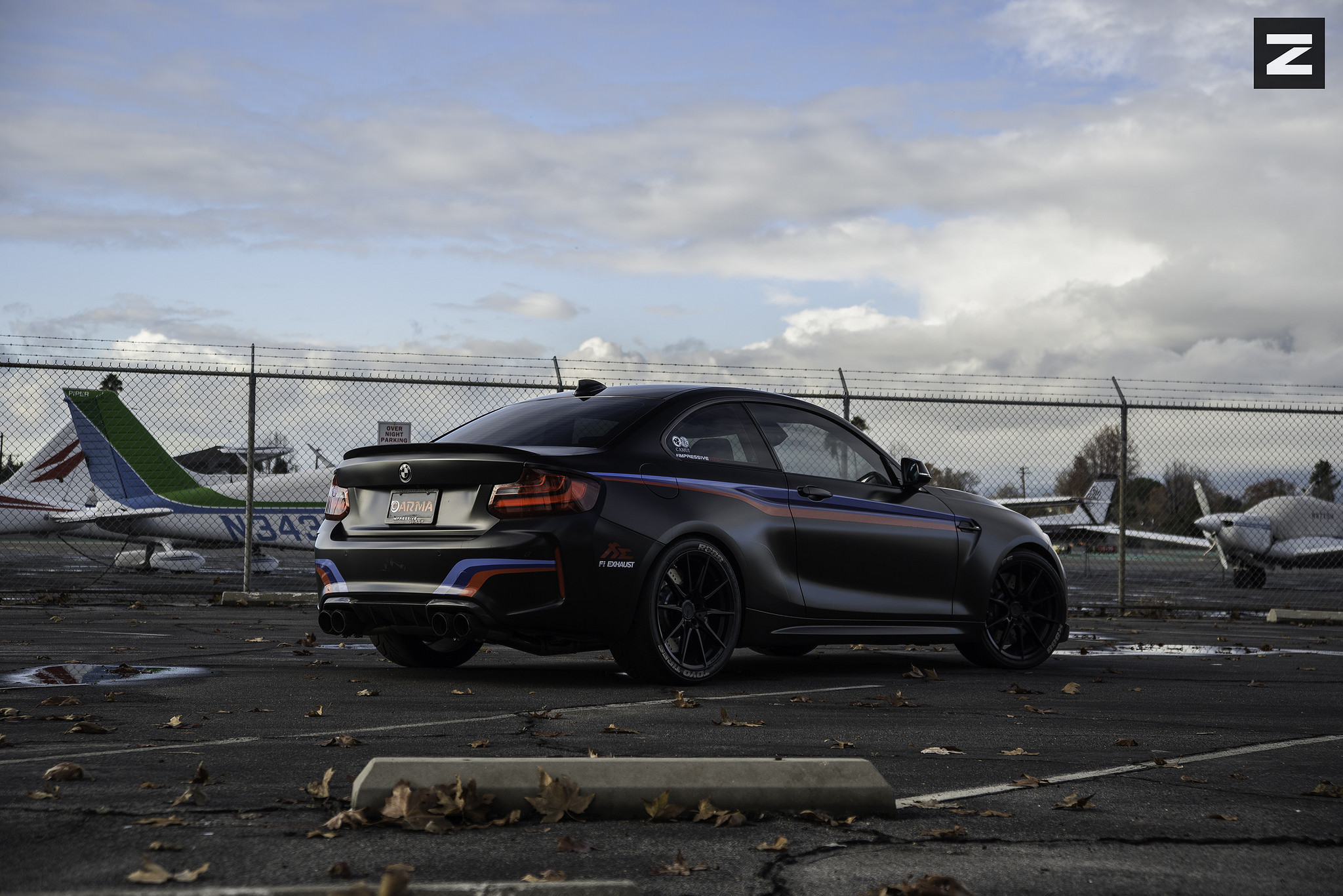 Black Matte BMW 2-Series with Red LED Taillights - Photo by Zito Wheels