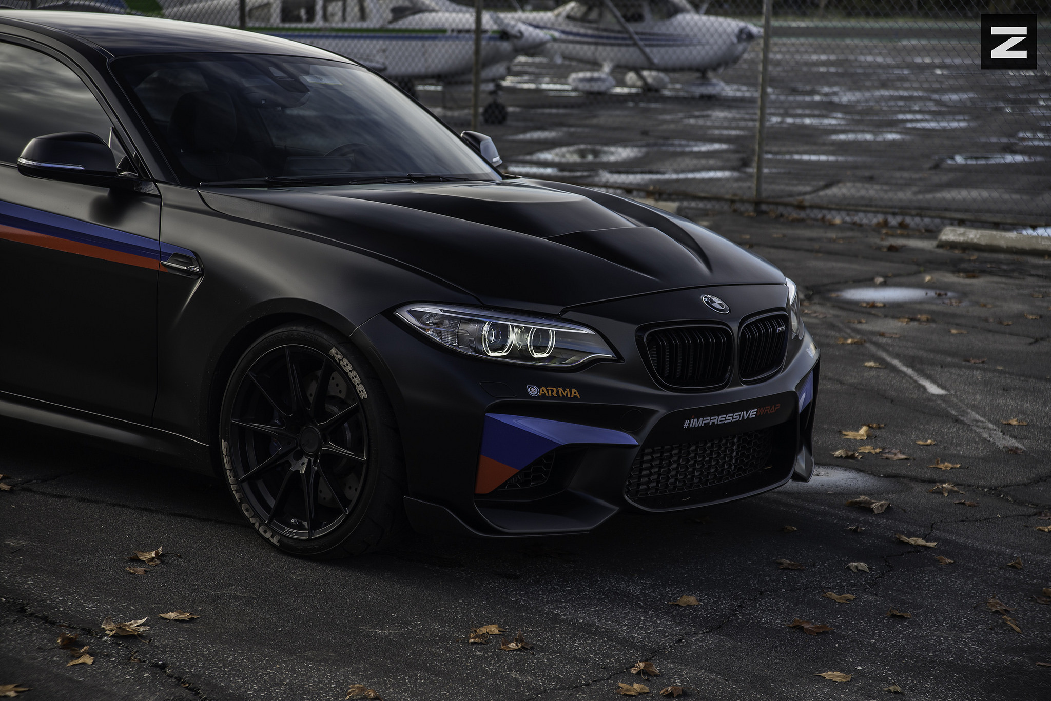 Aftermarket Hood on Black Matte BMW 2-Series - Photo by Zito Wheels