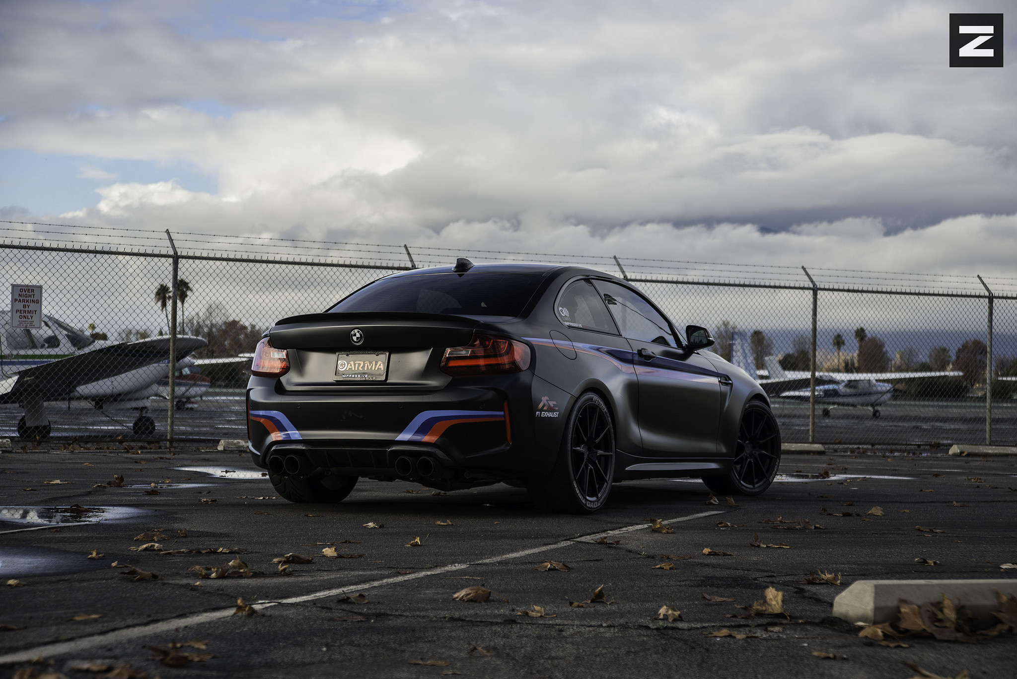 Black Matte BMW 2-Series with Custom Rear Diffuser - Photo by Zito Wheels