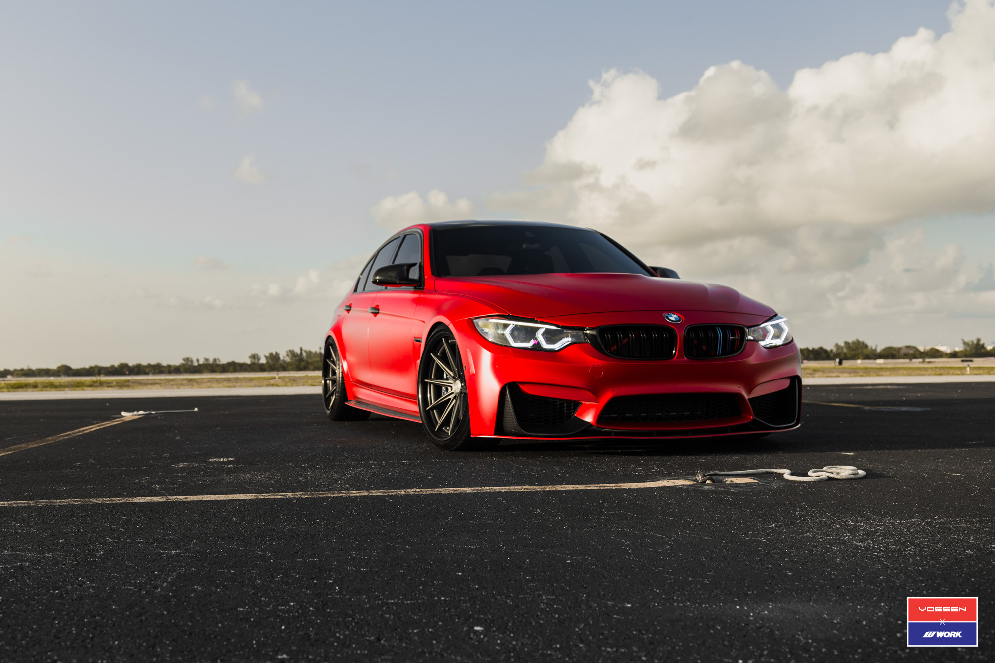 Ruby Red BMW M3 on Air Suspension and VOSSEN Wheels - Photo by Vossen