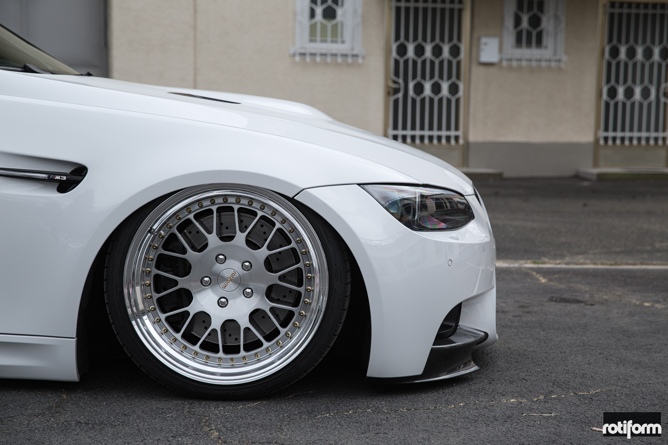 White BMW 3-Series with Brushed Silver Rotiform Wheels - Photo by Rotiform