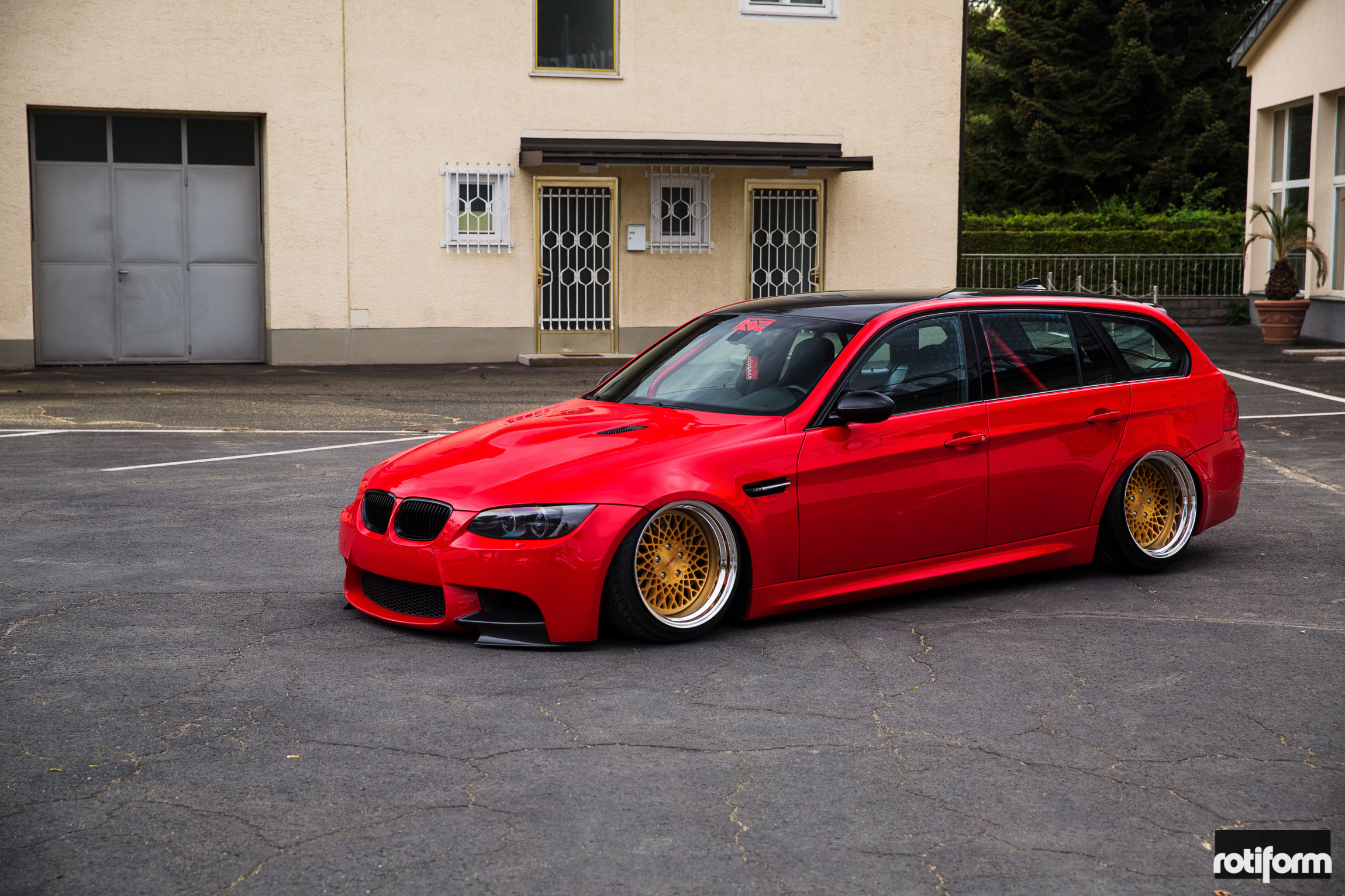Custom Hood with Air Vents on Red BMW 3-Series - Photo by Rotiform