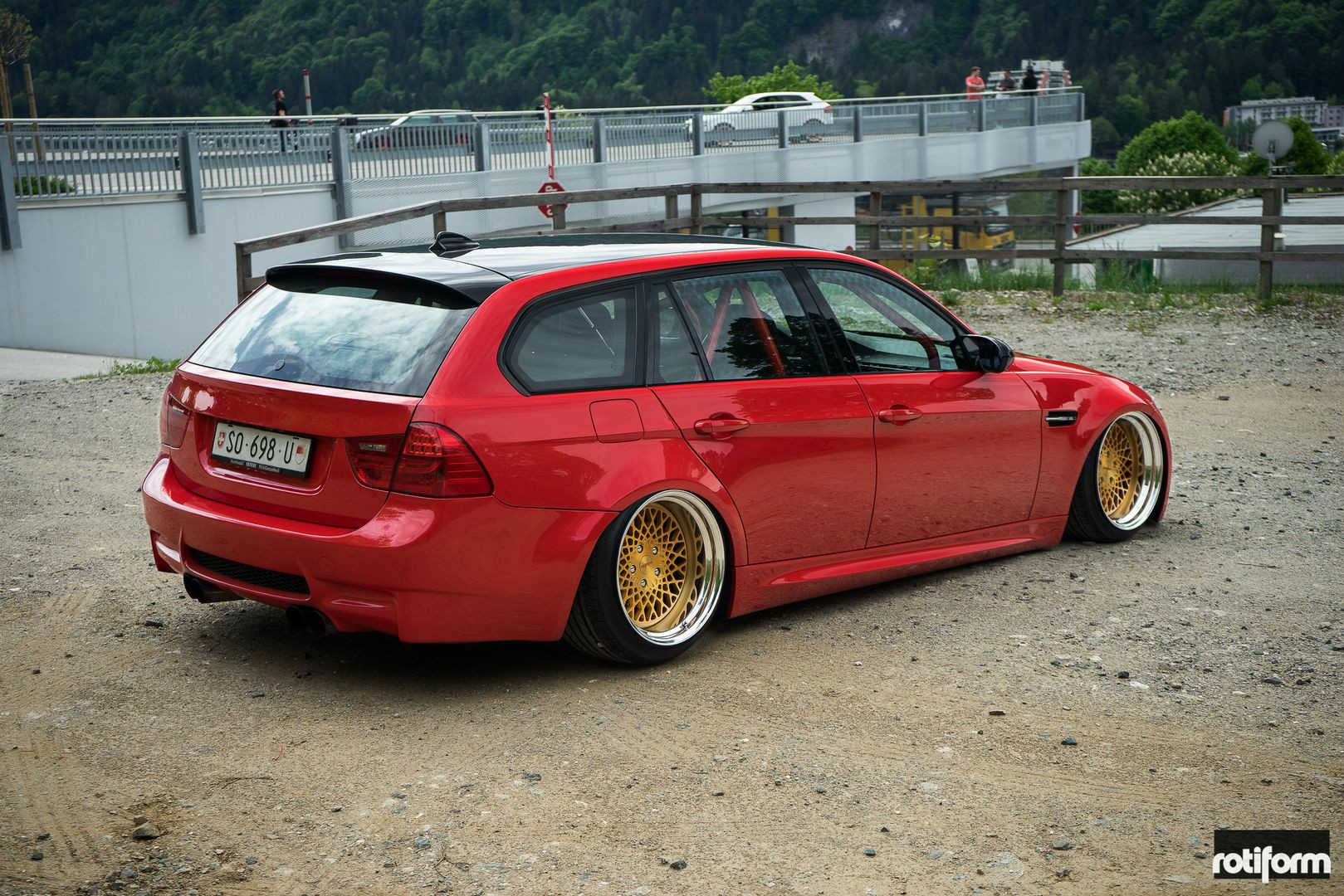 Red BMW 3-Series Roofline Spoiler - Photo by Rotiform