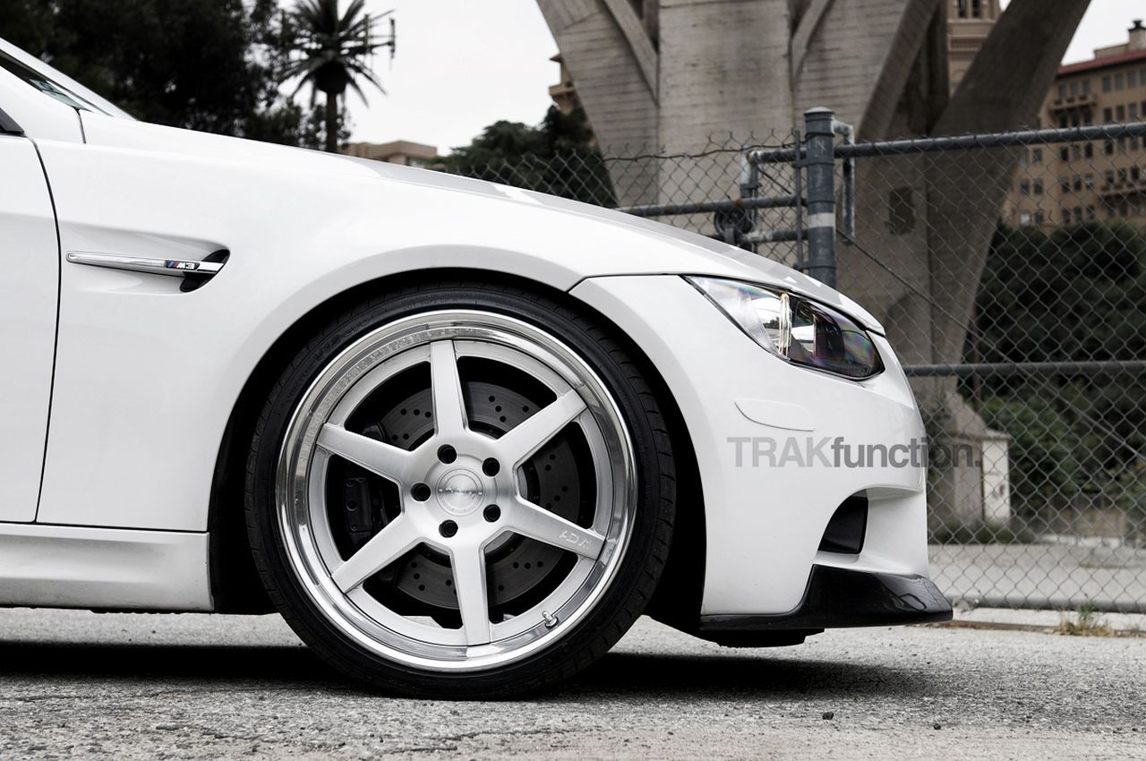 Brushed Aluminum ADV1 Wheels on White BMW 3-Series - Photo by ADV.1