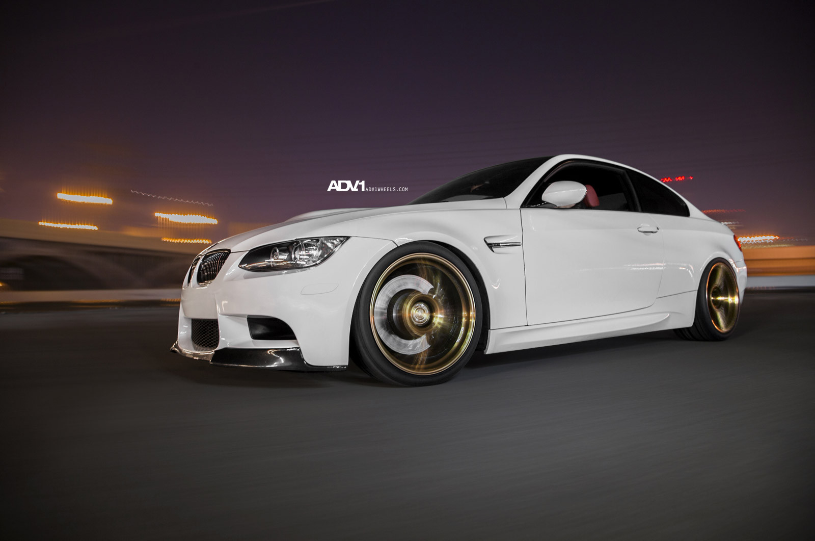 Front Bumper Lips on White BMW M3 - Photo by ADV.1