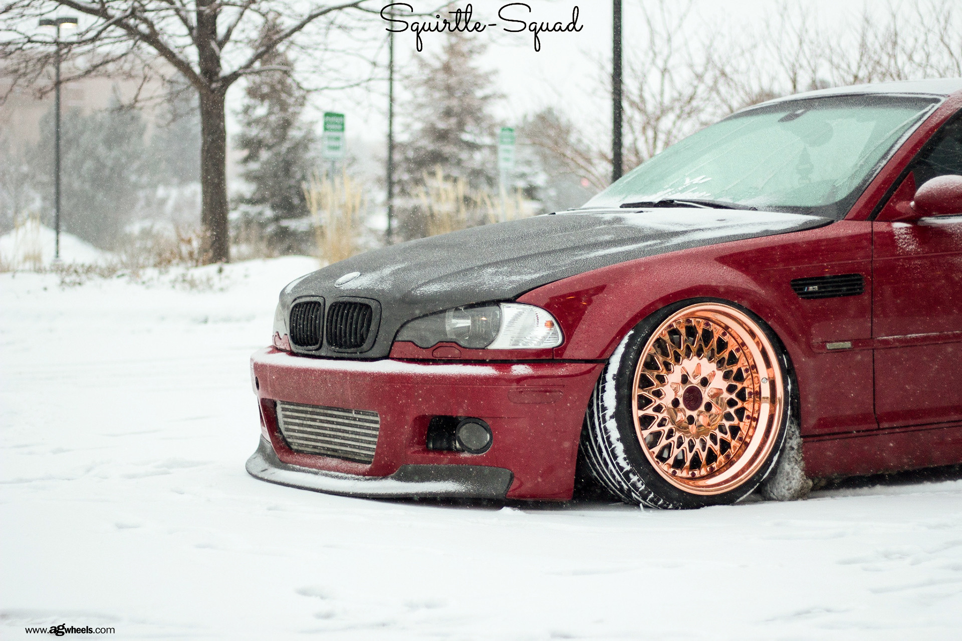 Red BMW 3-Series with Carbon Fiber Front Lip - Photo by Avant Garde Wheels