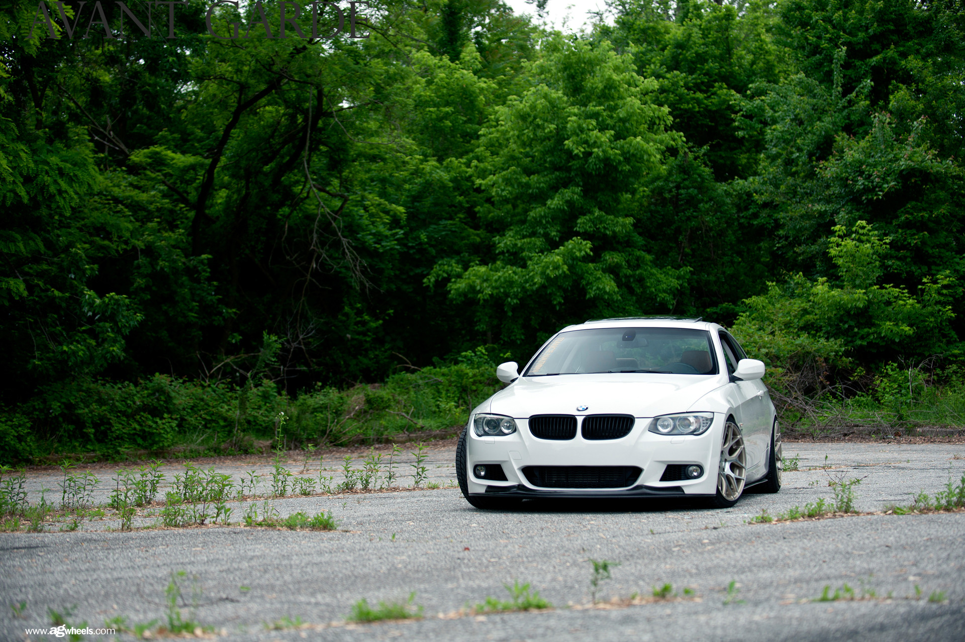 White BMW 3-Series with Custom Black Front Lip - Photo by Avant Garde Wheels