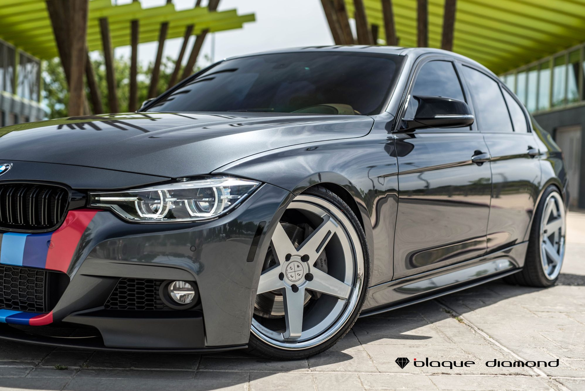 Gray BMW 3-Series with Silver Blaque Diamond Wheels - Photo by Blaque Diamond