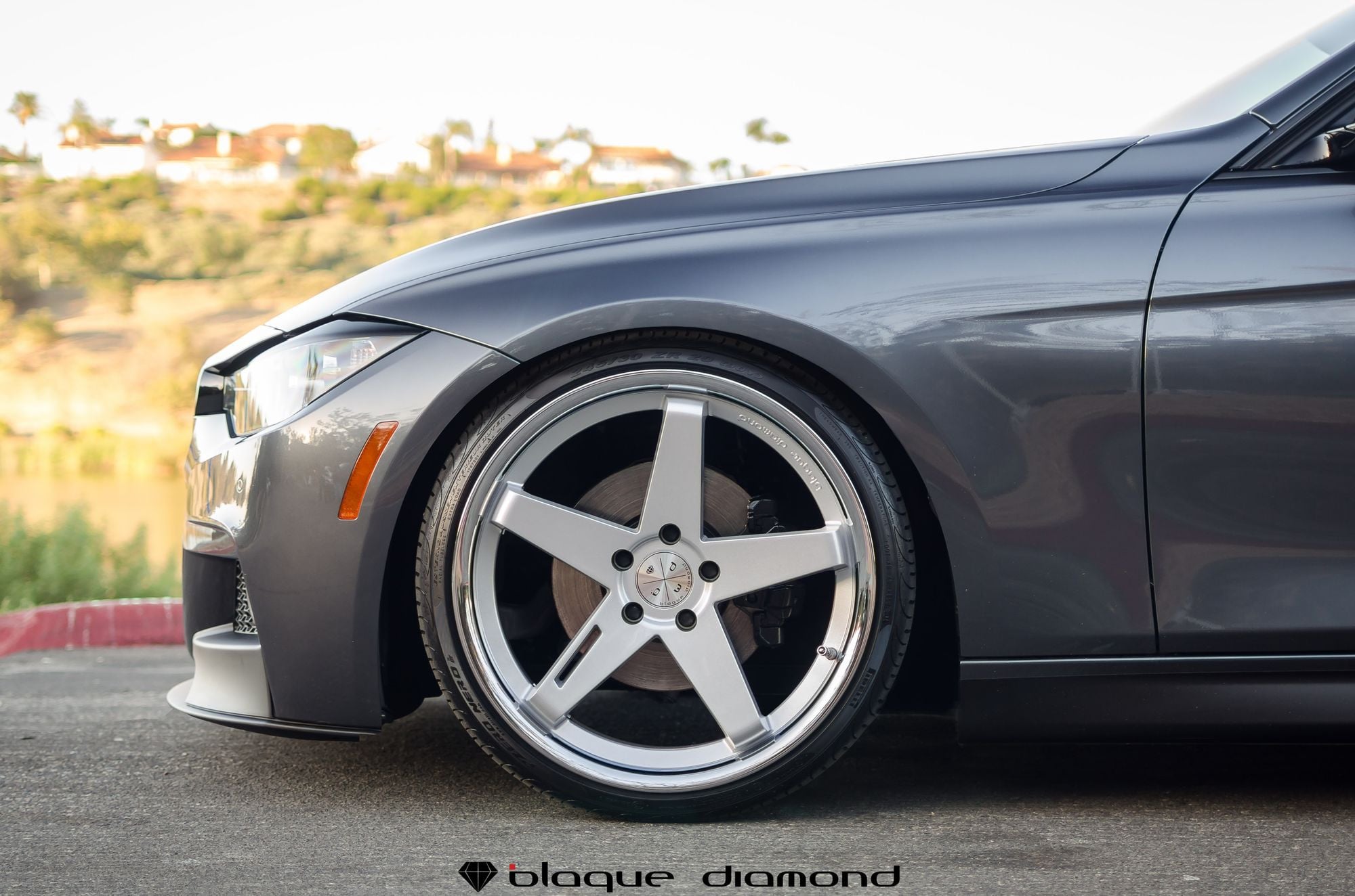 20 Inch Blaque Diamond Wheels on Gray BMW 3-Series - Photo by Blaque Diamond