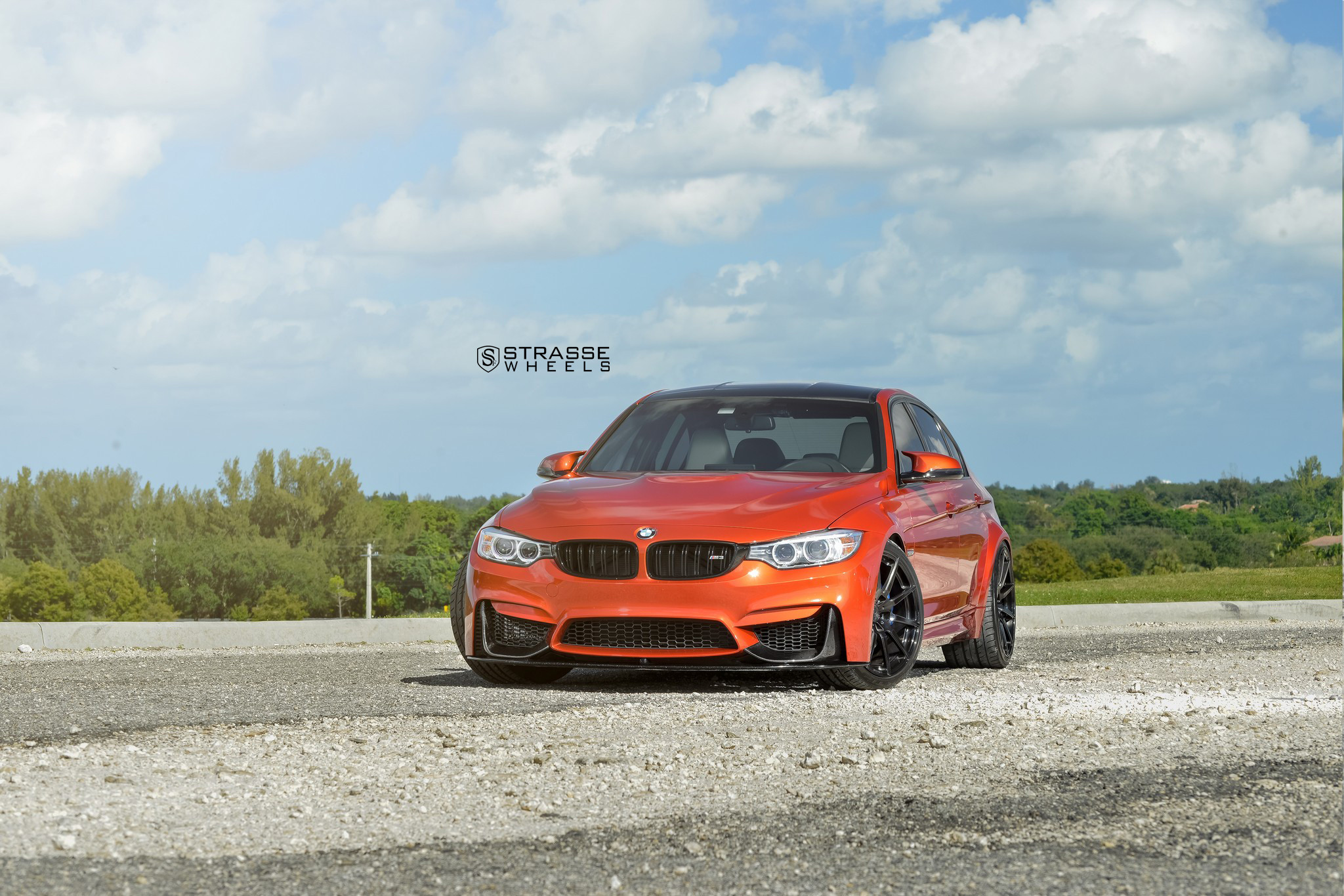 Orange BMW 3-Series with Carbon Fiber Front Lip - Photo by Strasse Forged