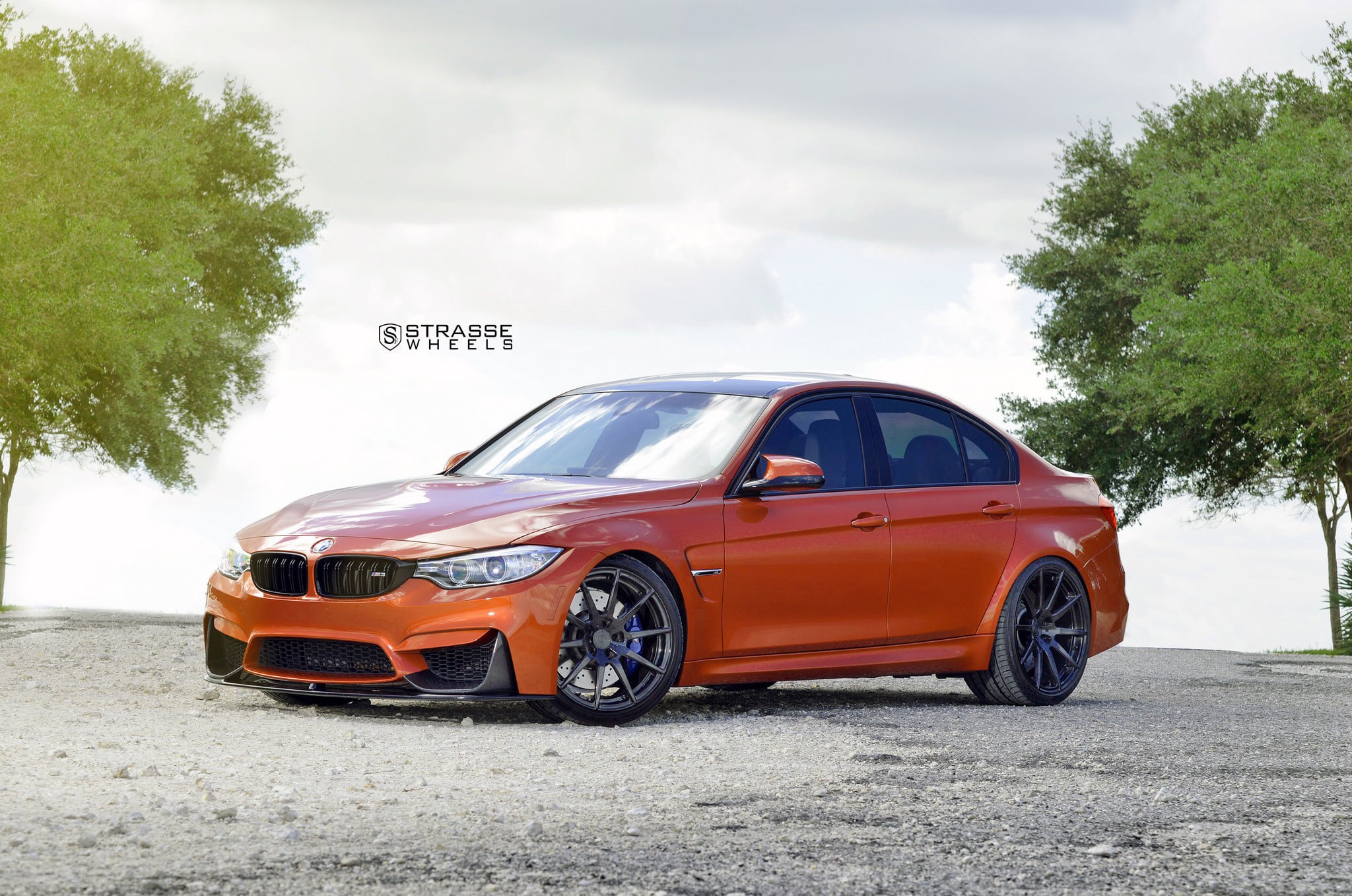 Crystal Clear Halo Headlights on Orange BMW 3-Series - Photo by Strasse Forged