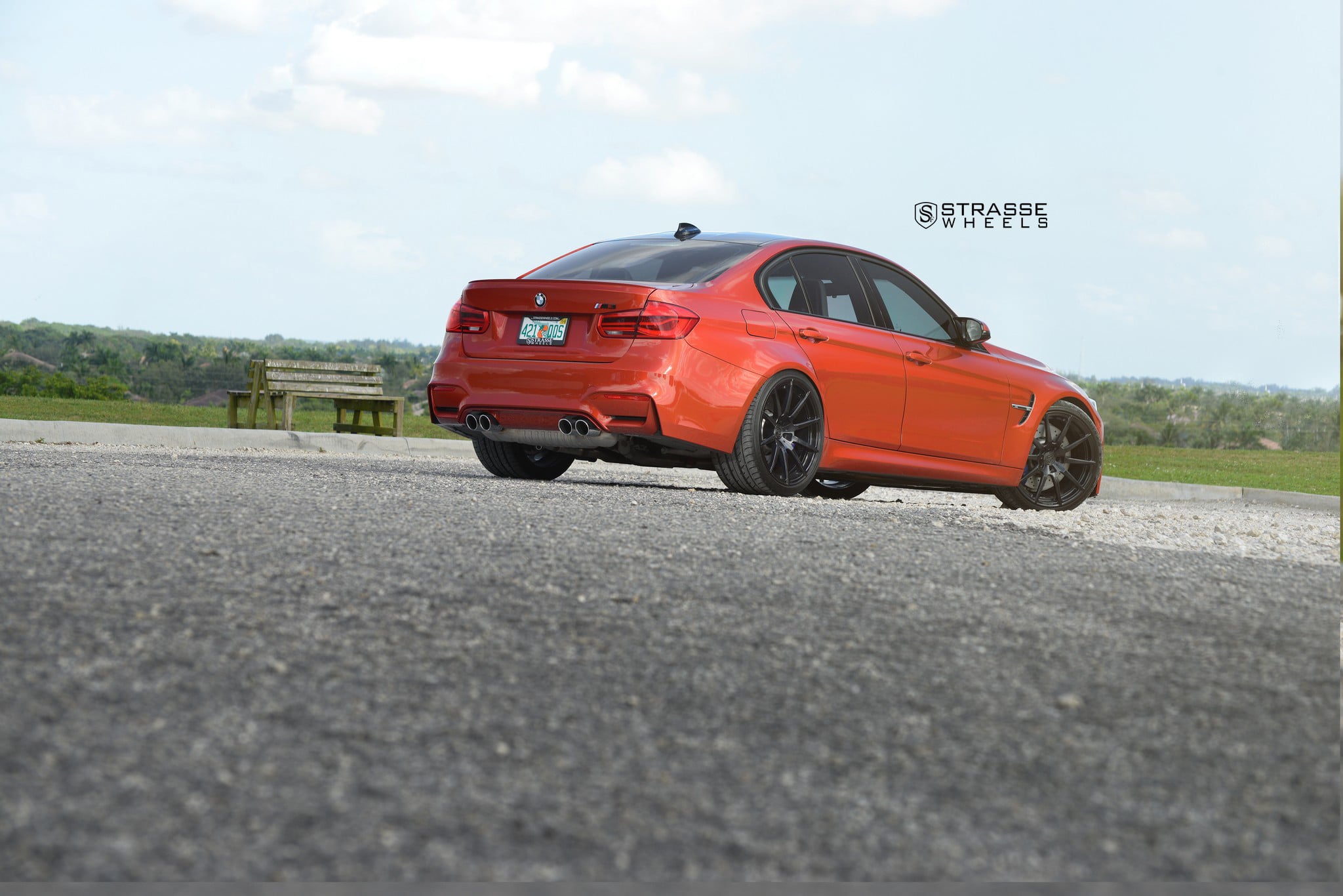 Orange BMW 3-Series with Custom Strasse Wheels - Photo by Strasse Forged