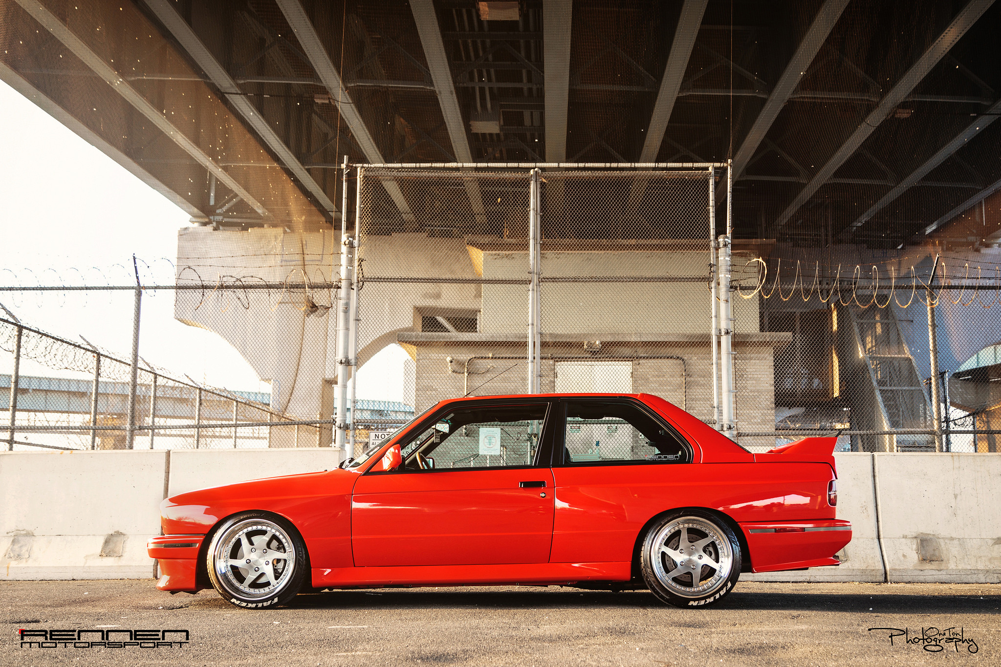 Chrome Rennen Rims on Red BMW 3-Series - Photo by Rennen International