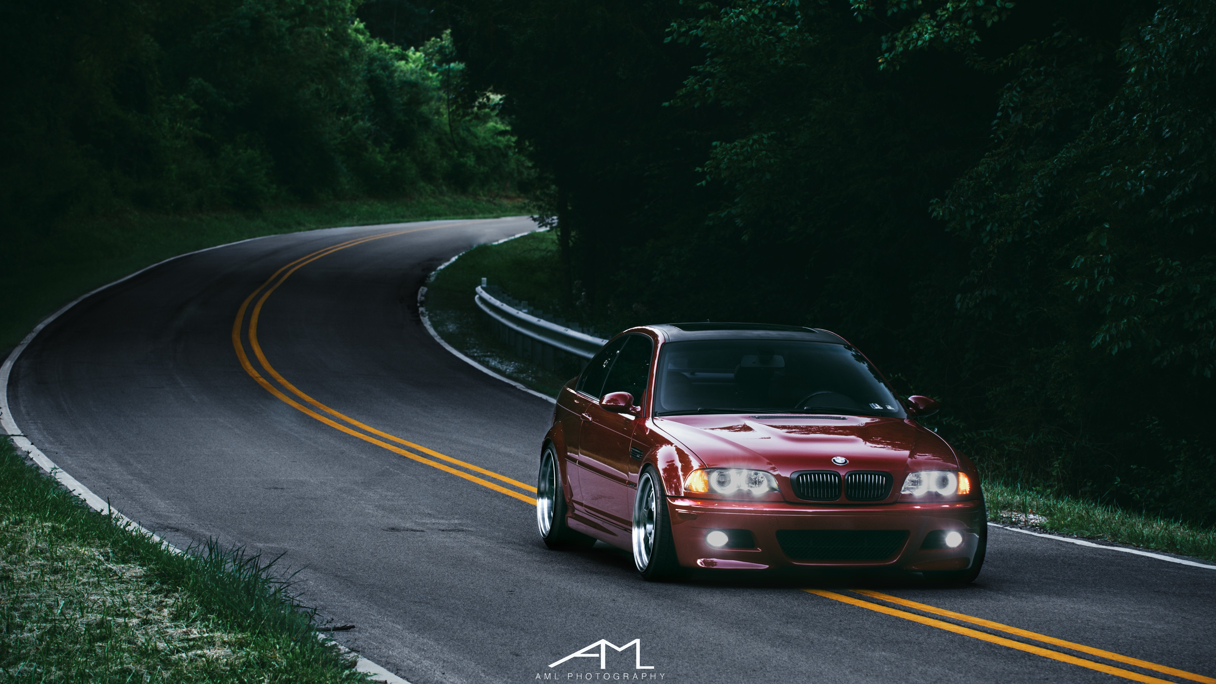 Custom Halo Headlights on Red BMW 3-Series - Photo by Arlen Liverman