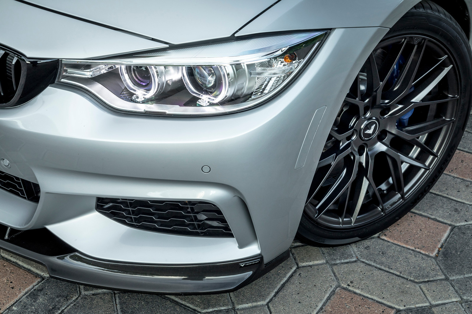 Carbon Fiber Front Lip on Gray BMW 3-Series - Photo by Vorstiner