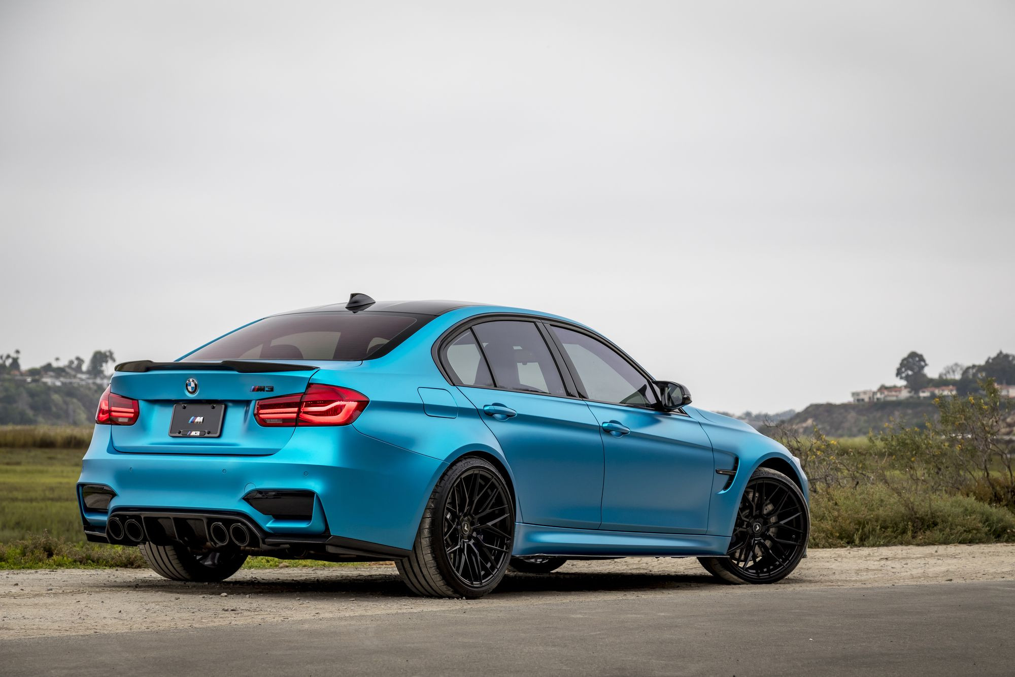 Matte Blue BMW 3-Series with Carbon Fiber Rear Diffuser - Photo by Vorstiner