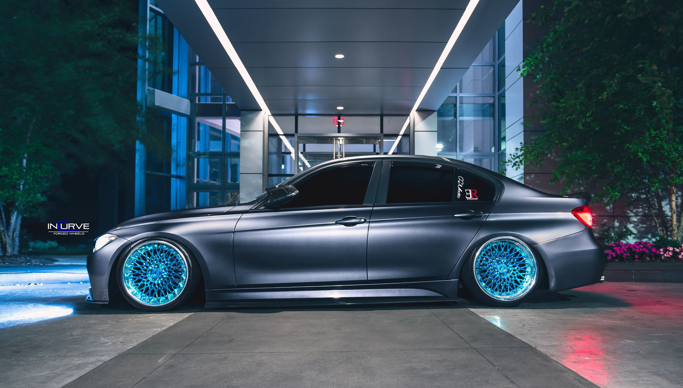Aftermarket Side Skirts on Gray Lowered BMW 3-Series - Photo by Incurve Wheels
