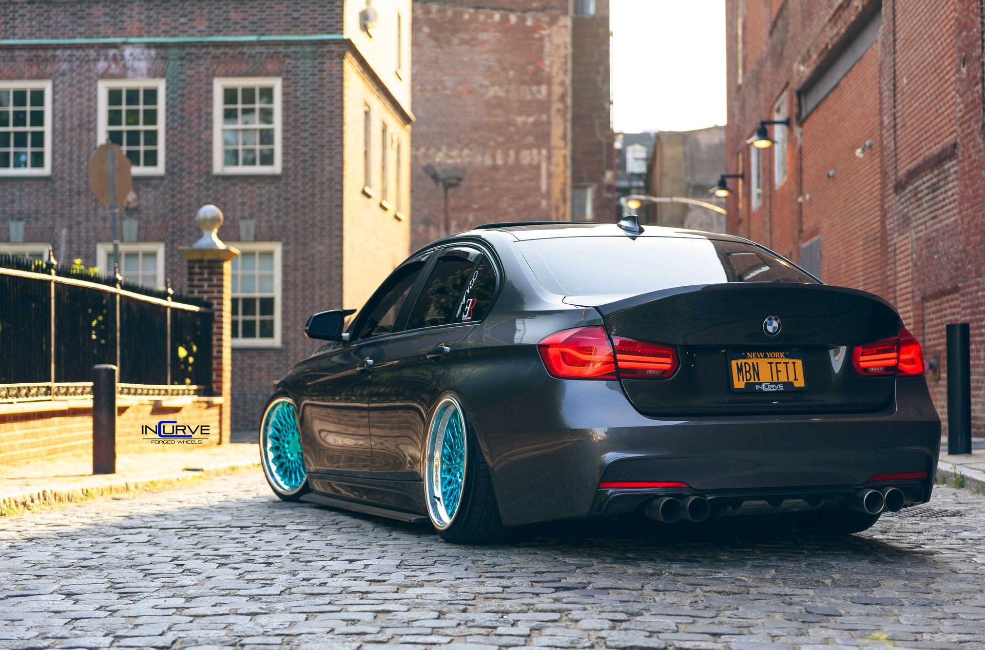 Gray BMW 3-Series with Carbon Fiber Rear Bumper - Photo by Incurve Wheels