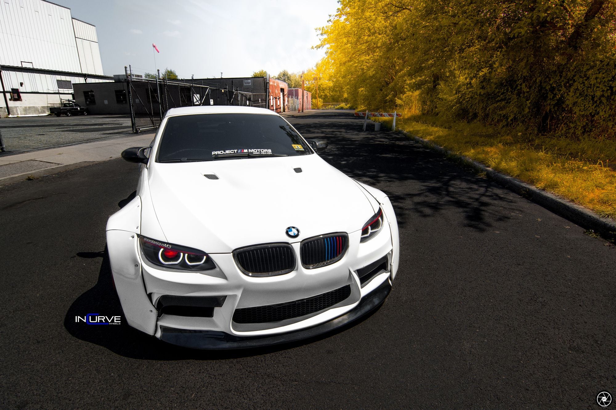 Carbon Fiber Front Lip on White BMW 3-Series - Photo by Incurve Wheels