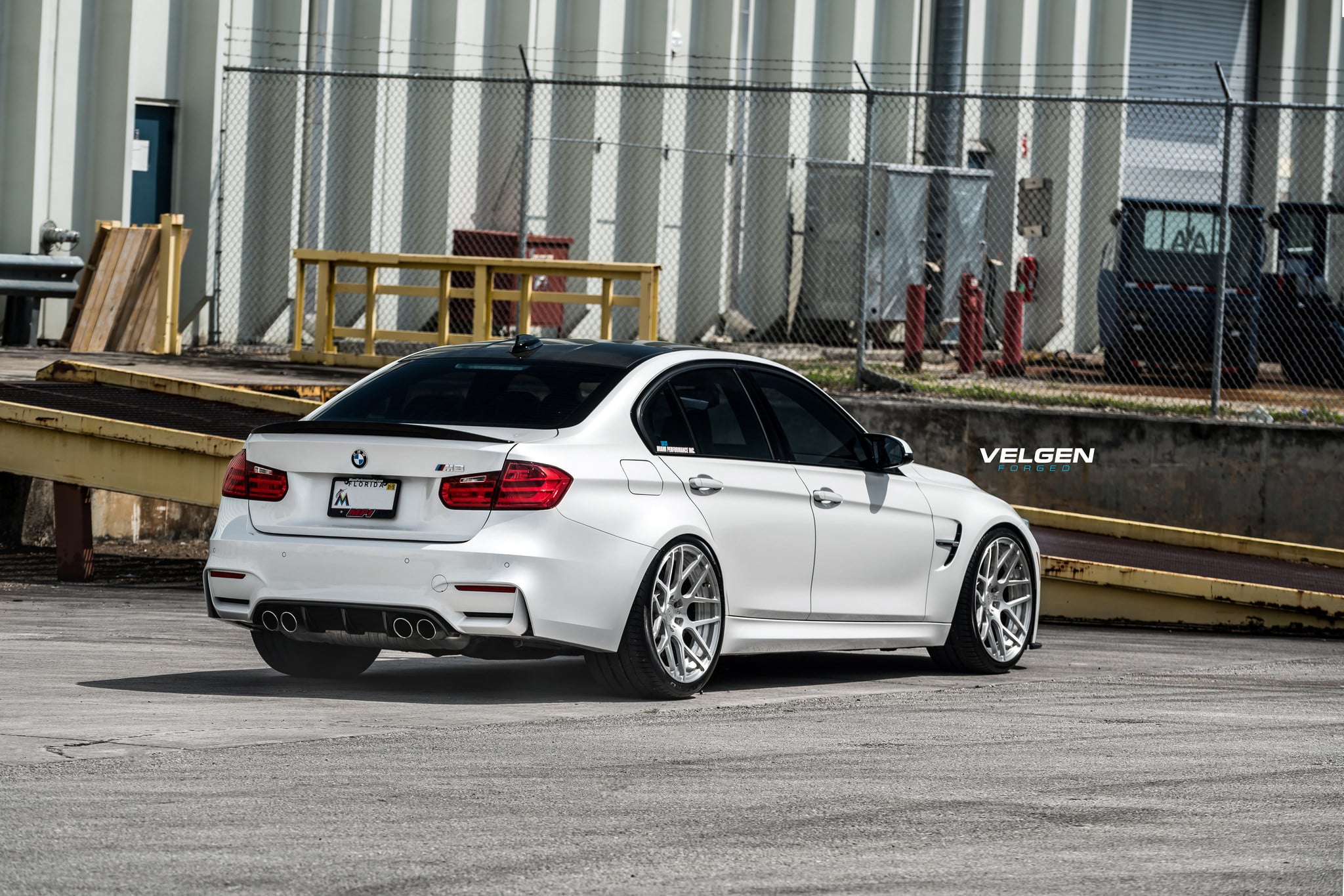 White BMW 3-Series with Rear Lip Spoiler - Photo by Velgen