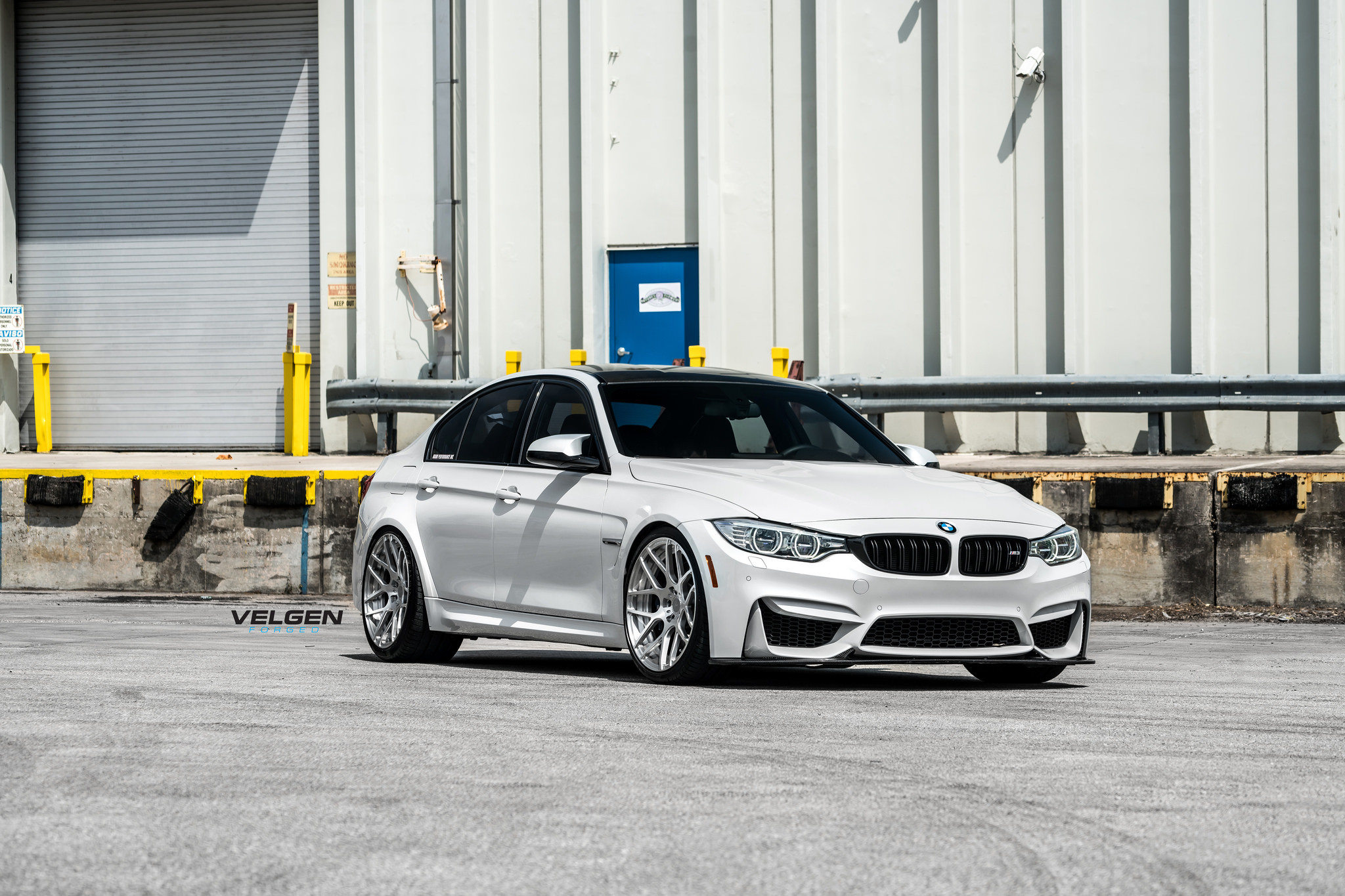 White BMW 3-Series with Custom Halo Headlights - Photo by Velgen