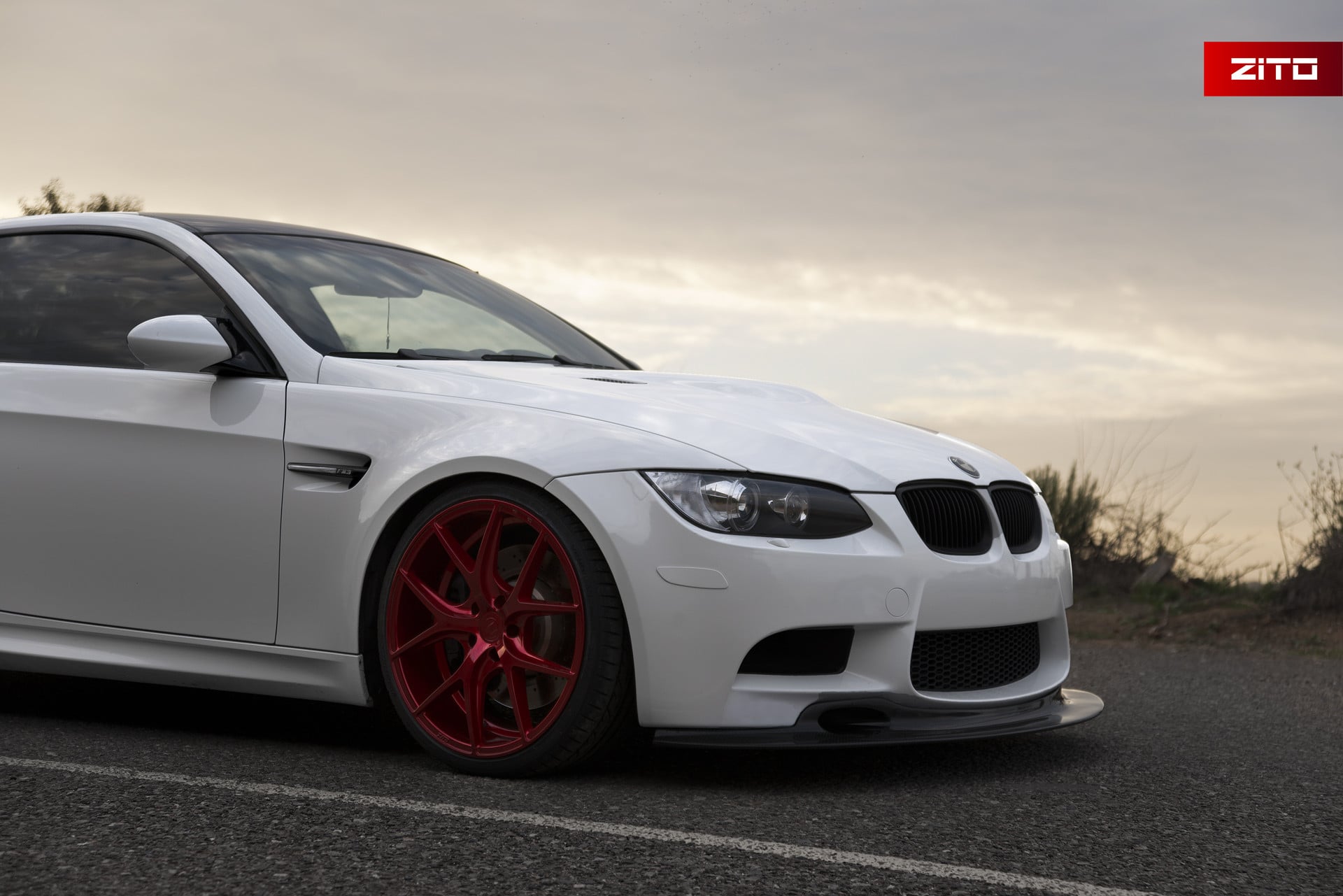Dark Smoke Halo Headlights on White BMW 3-Series - Photo by Zito Wheels