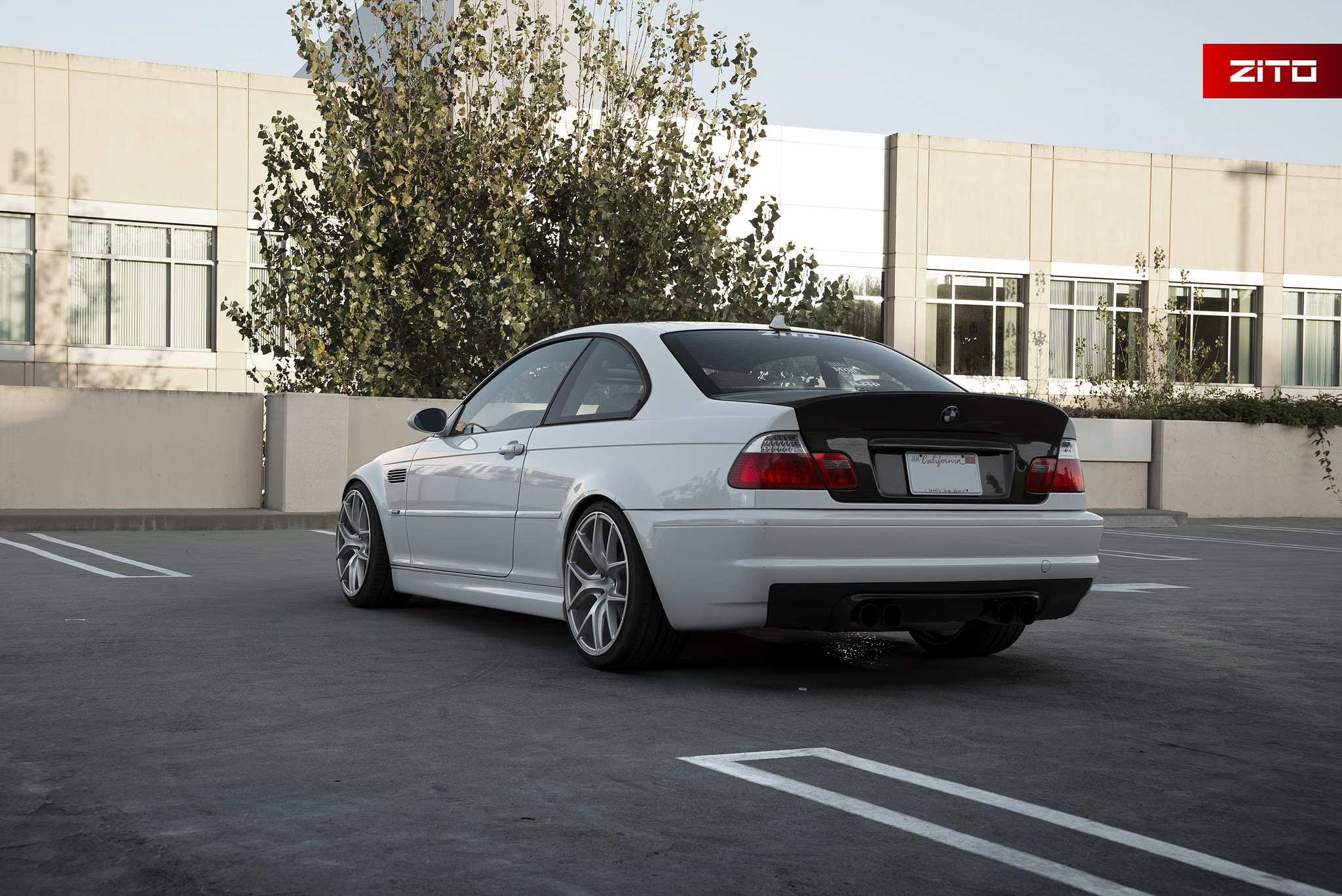 Red Clear LED Taillights on White BMW 3-Series - Photo by Zito Wheels
