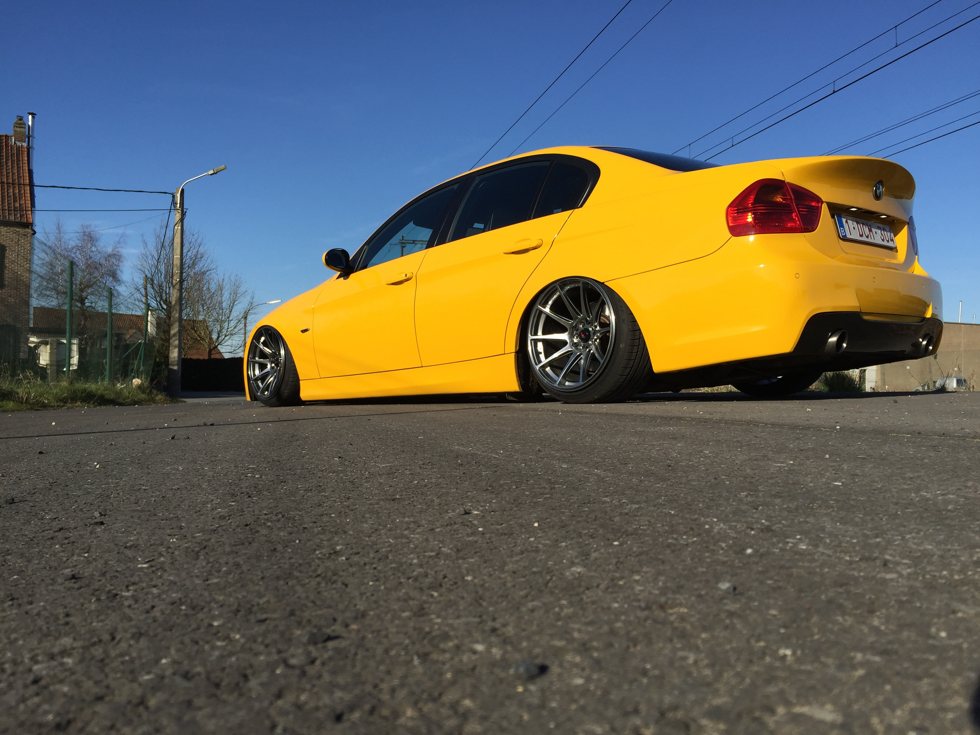 Silver Machined JR Wheels on Yellow BMW 3-Series - Photo by JR Wheels