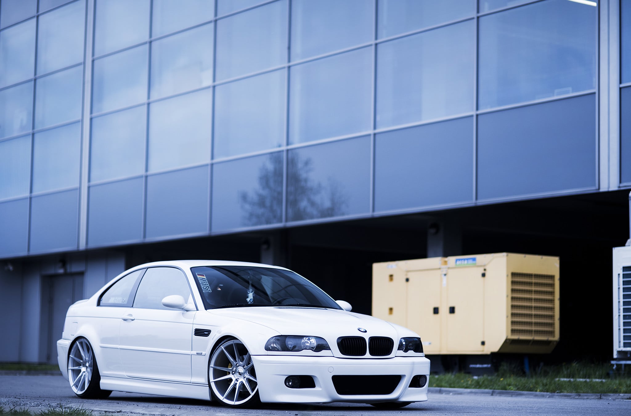 Silver Machined JR Wheels on White BMW 3-Series - Photo by JR Wheels