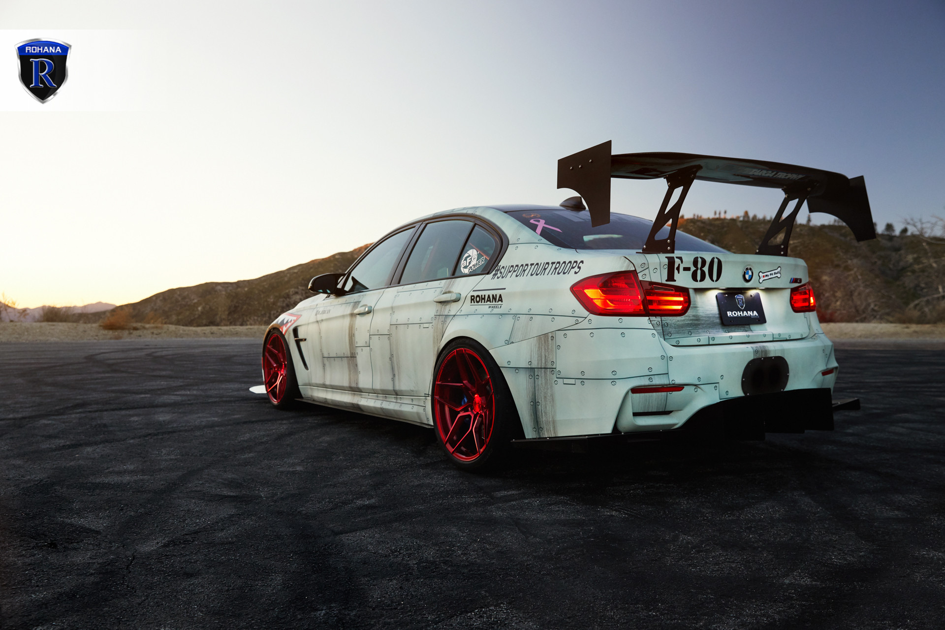 Large Wing Spoiler on Custom Painted BMW 3-Series - Photo by Rohana Wheels