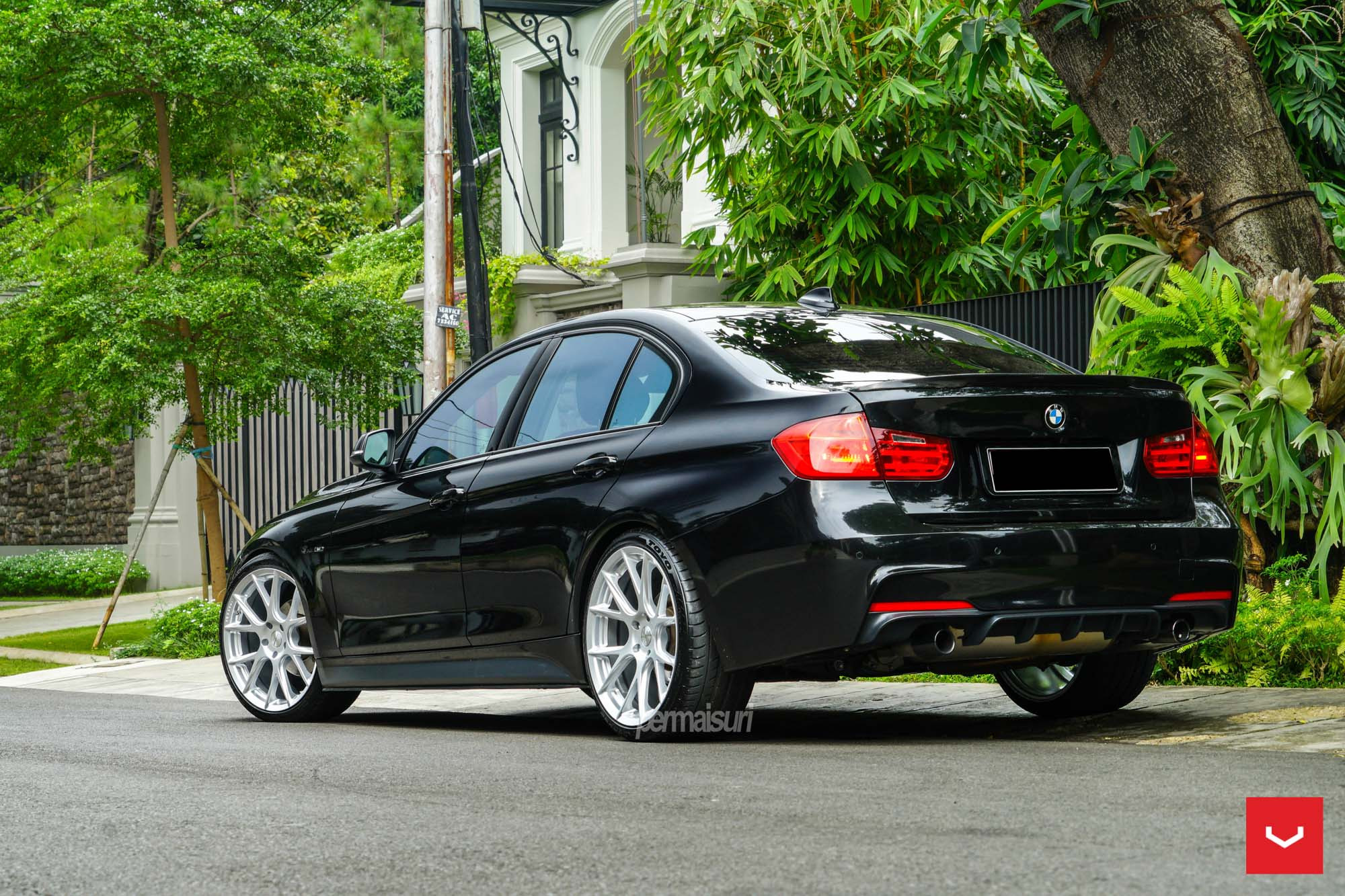 Black BMW 3-Series with Red LED Taillights - Photo by Vossen
