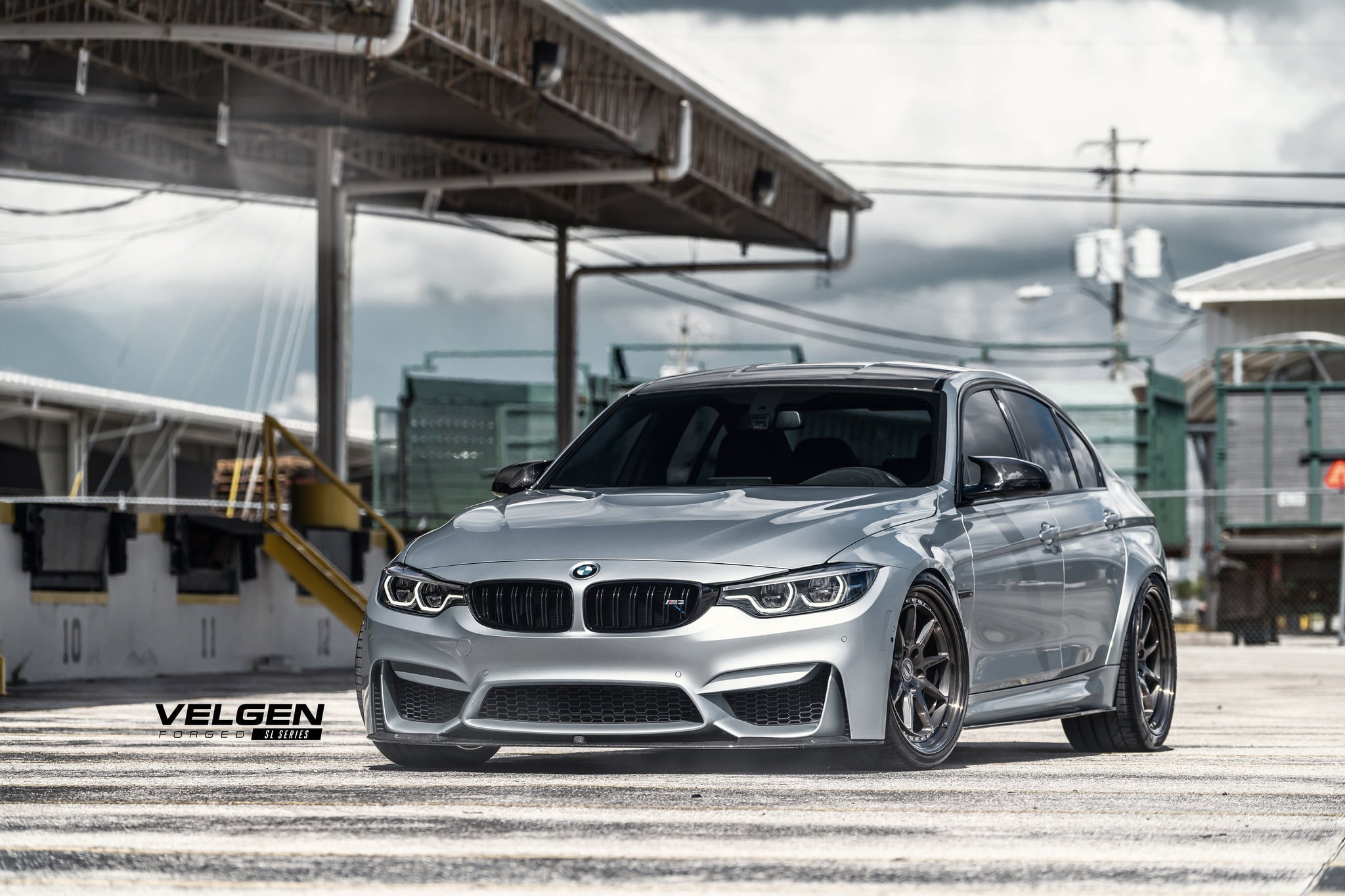 Aftermarket Halo Headlights on Silver BMW 3-Series - Photo by Velgen Wheels