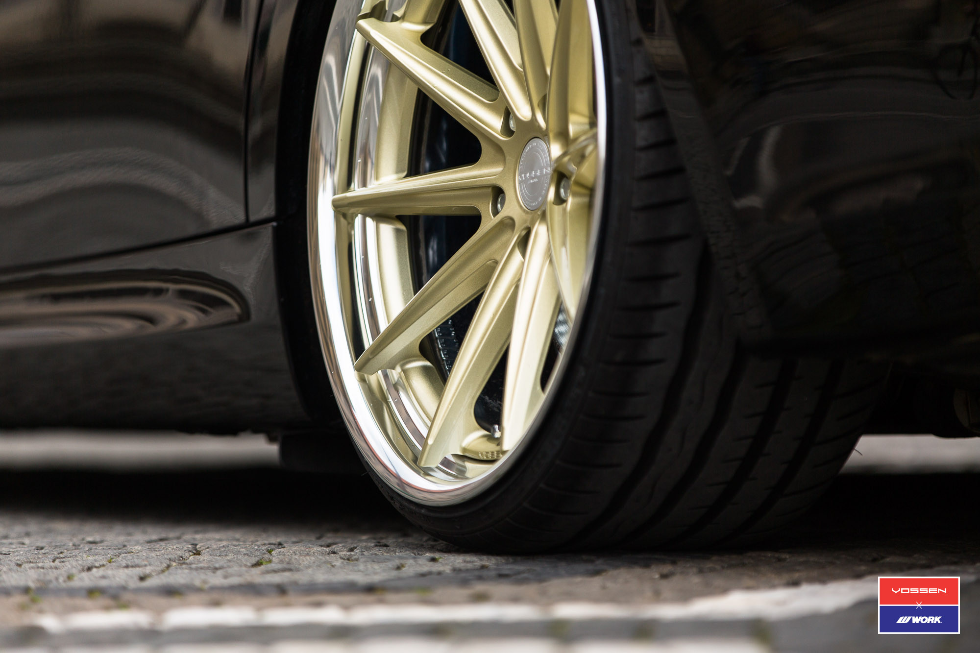 Black BMW 3-Series on Gold VWS Vossen Rims - Photo by Vossen