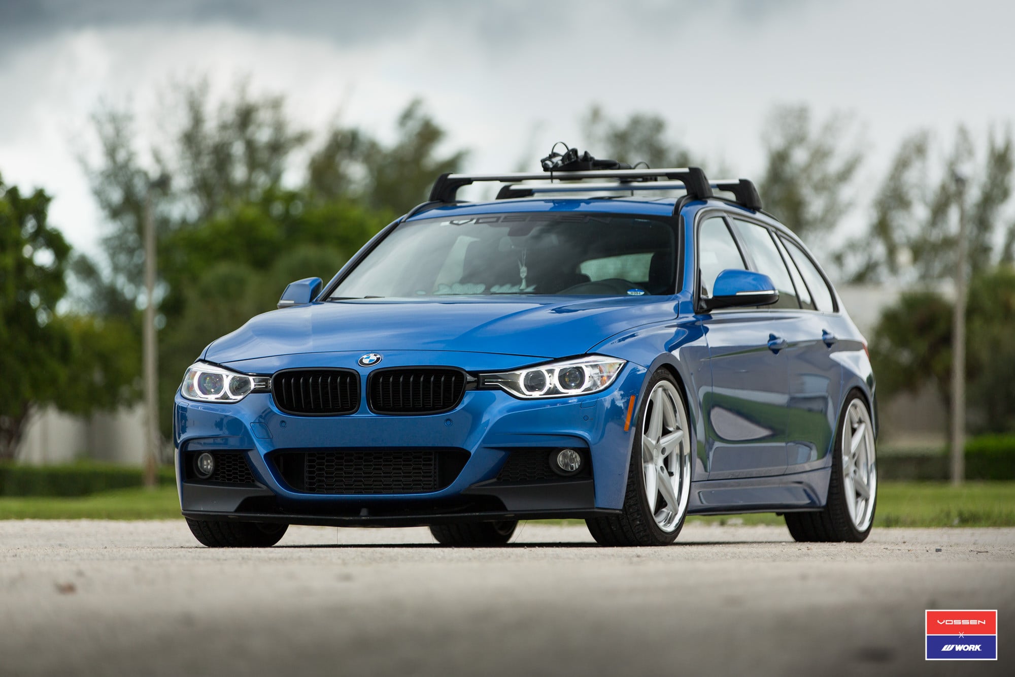 Blue BMW 3-Series with Roof Rack System - Photo by Vossen