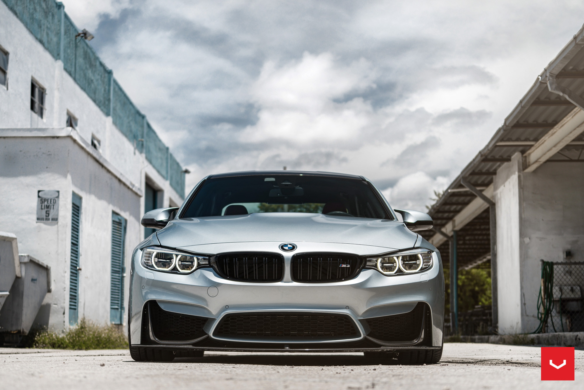 Carbon Fiber Front Lip on BMW 3-Series - Photo by Vossen
