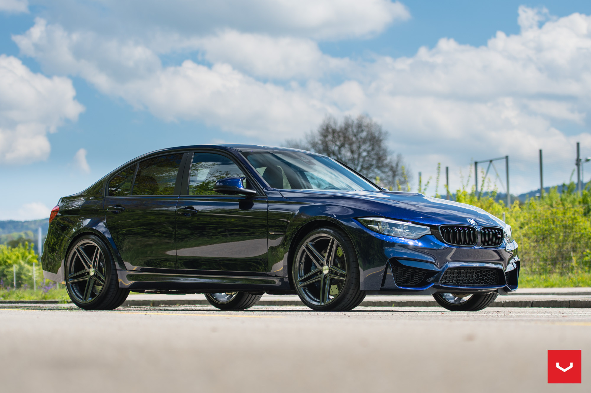 Custom Hood on Blue Pearl BMW 3-Series - Photo by Vossen