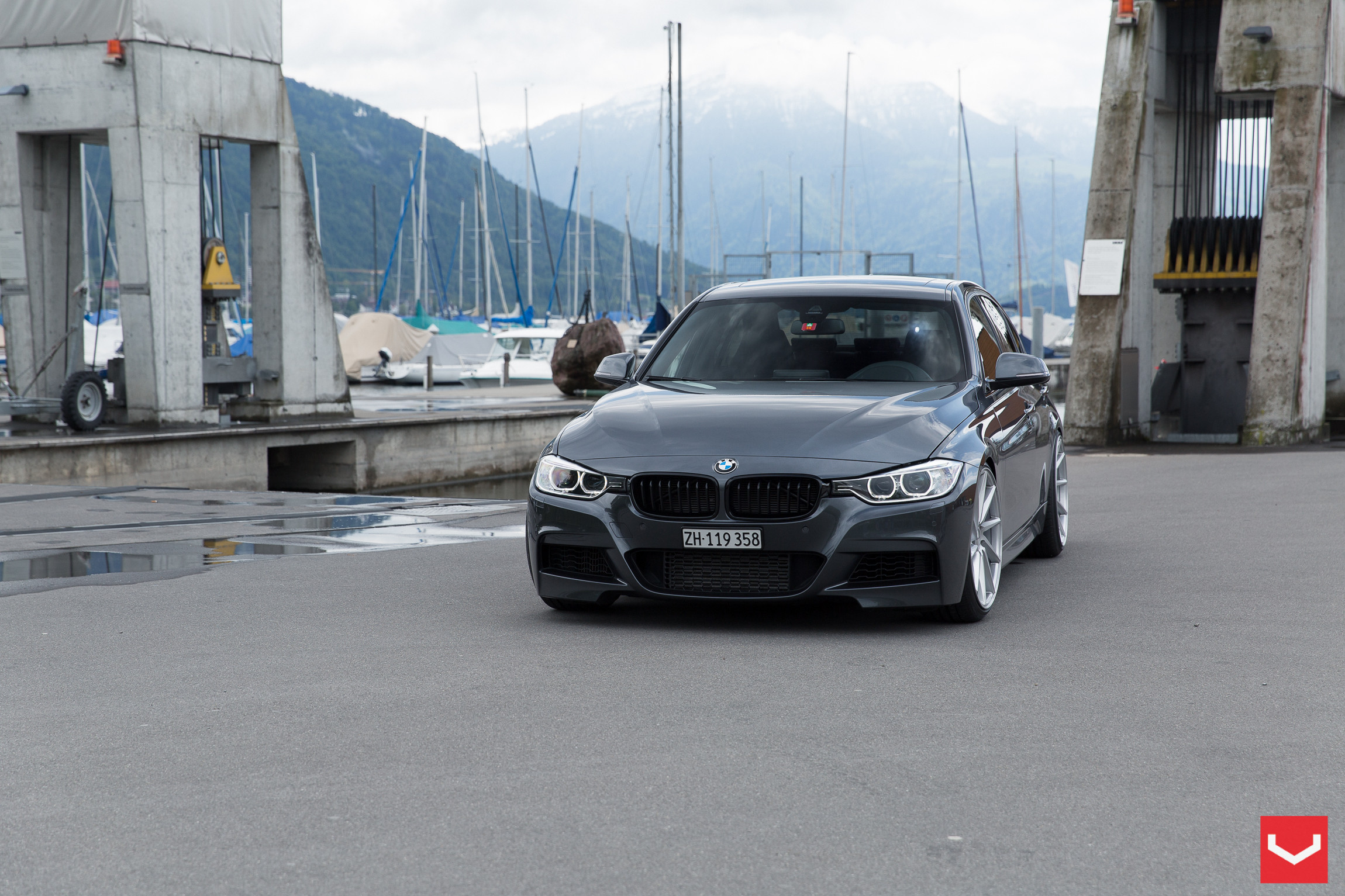 BMW 3-Series with Custom Black Front Bumper - Photo by Vossen