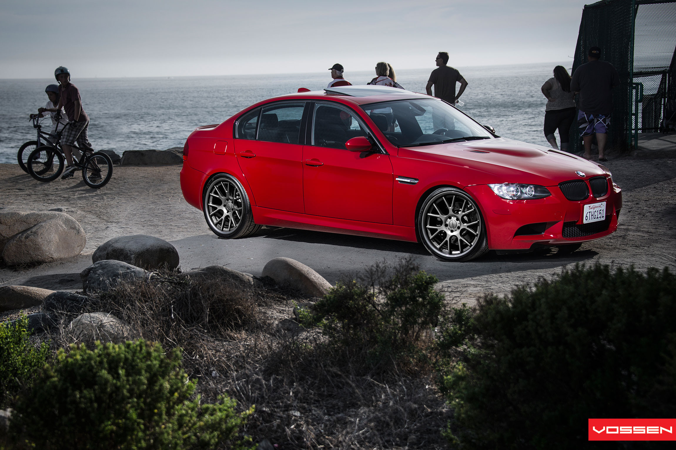 Crystal Clear Headlights on Red BMW 3-Series - Photo by Vossen