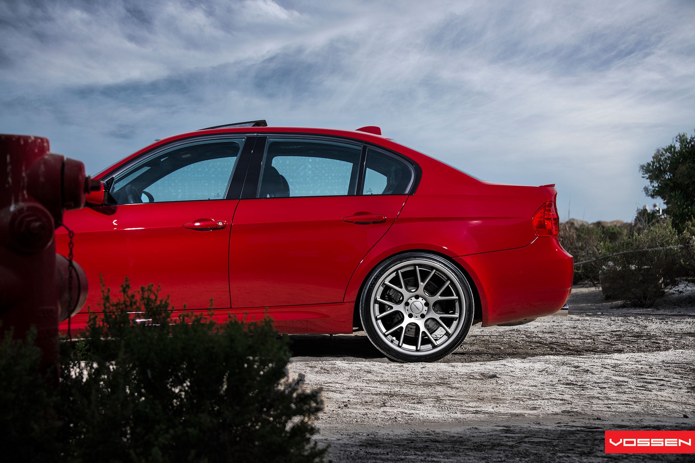 Red BMW 3-Series Shark Fin Antenna - Photo by Vossen
